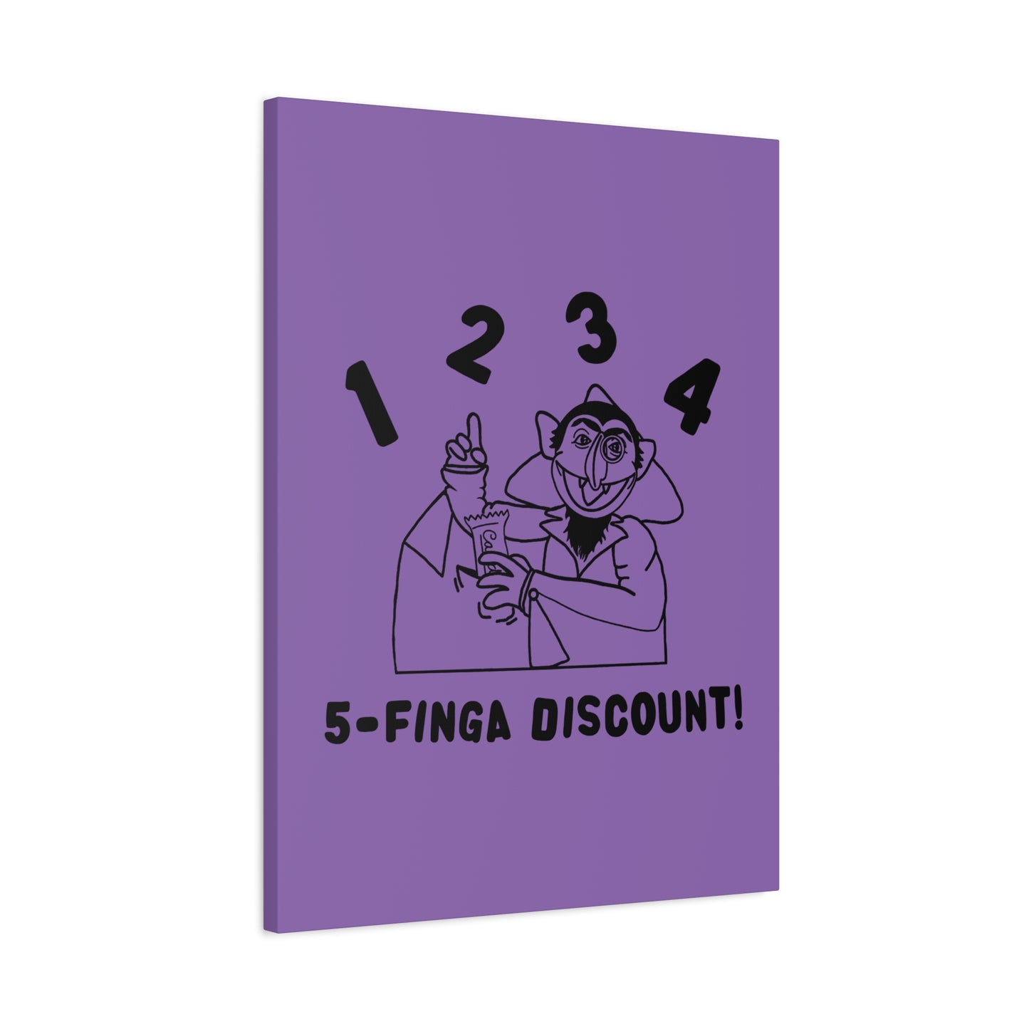 Five Finger Discount Outline Canvas Print Light Purple - Sesame Street The Count Parody Art Print