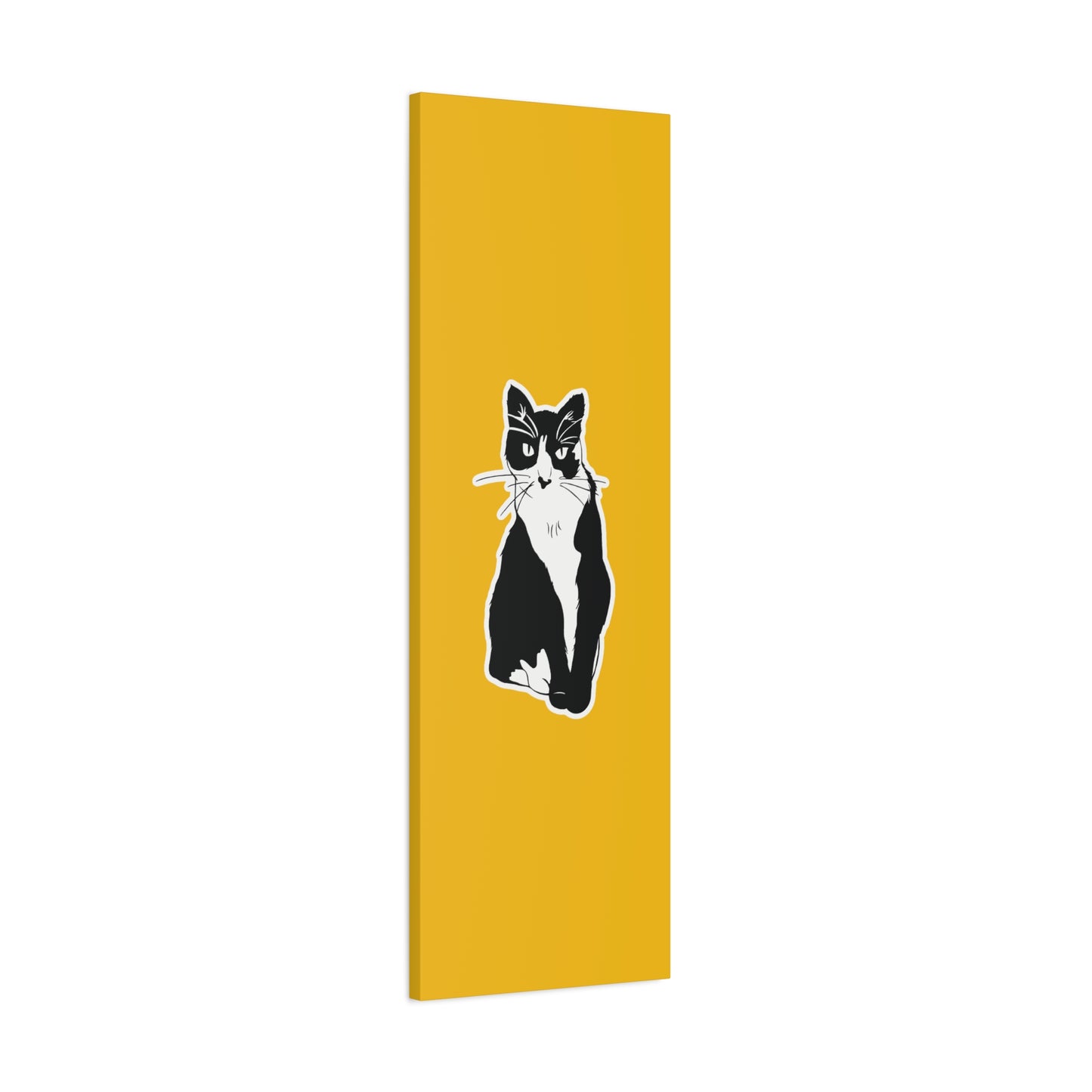 Cat Canvas Print on Yellow (Sticker Style Cat) - Cat Drawing Art