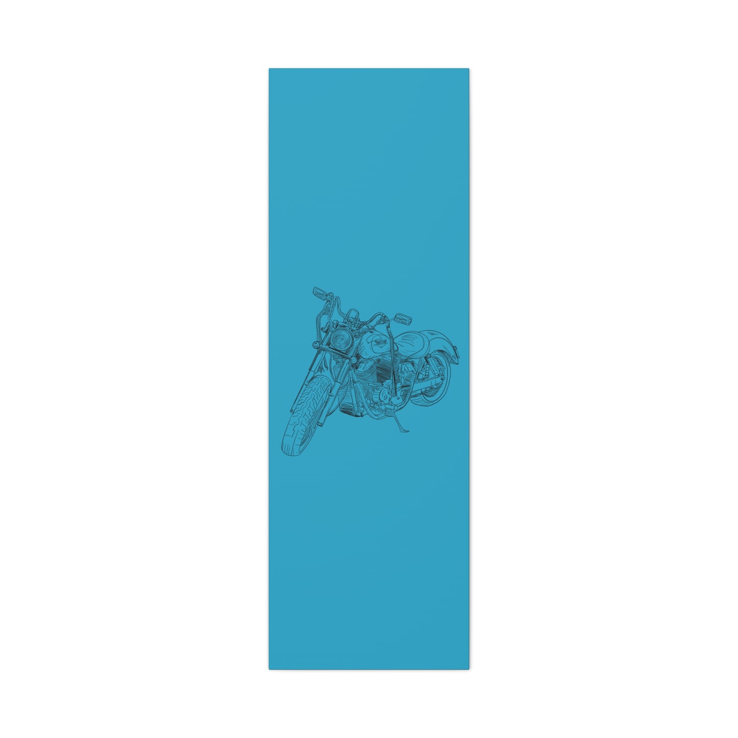 Ride Me Harley Motorcycle Sketch Canvas Print - Black Ink on Turquoise Background