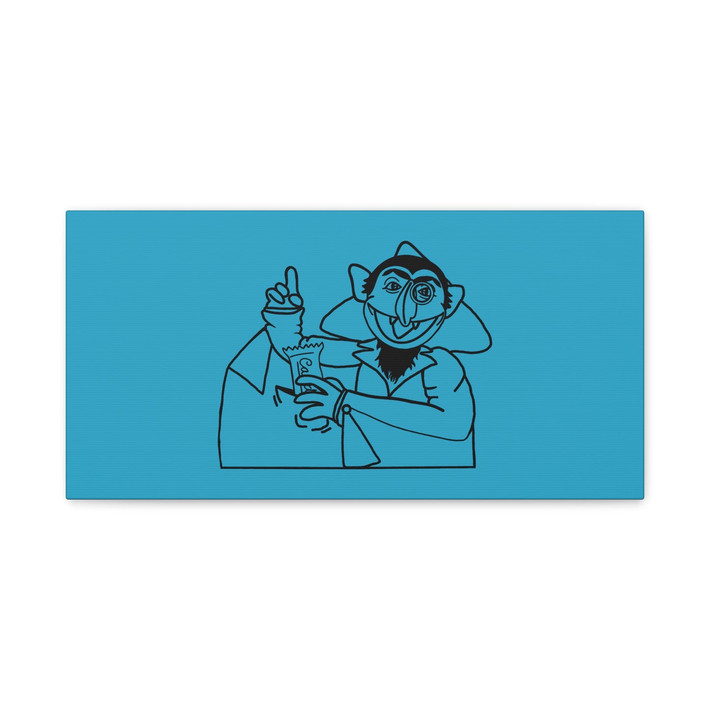 The Count Stealing Candy Outline Canvas Print Turquoise - Sesame Street The Count Art Print