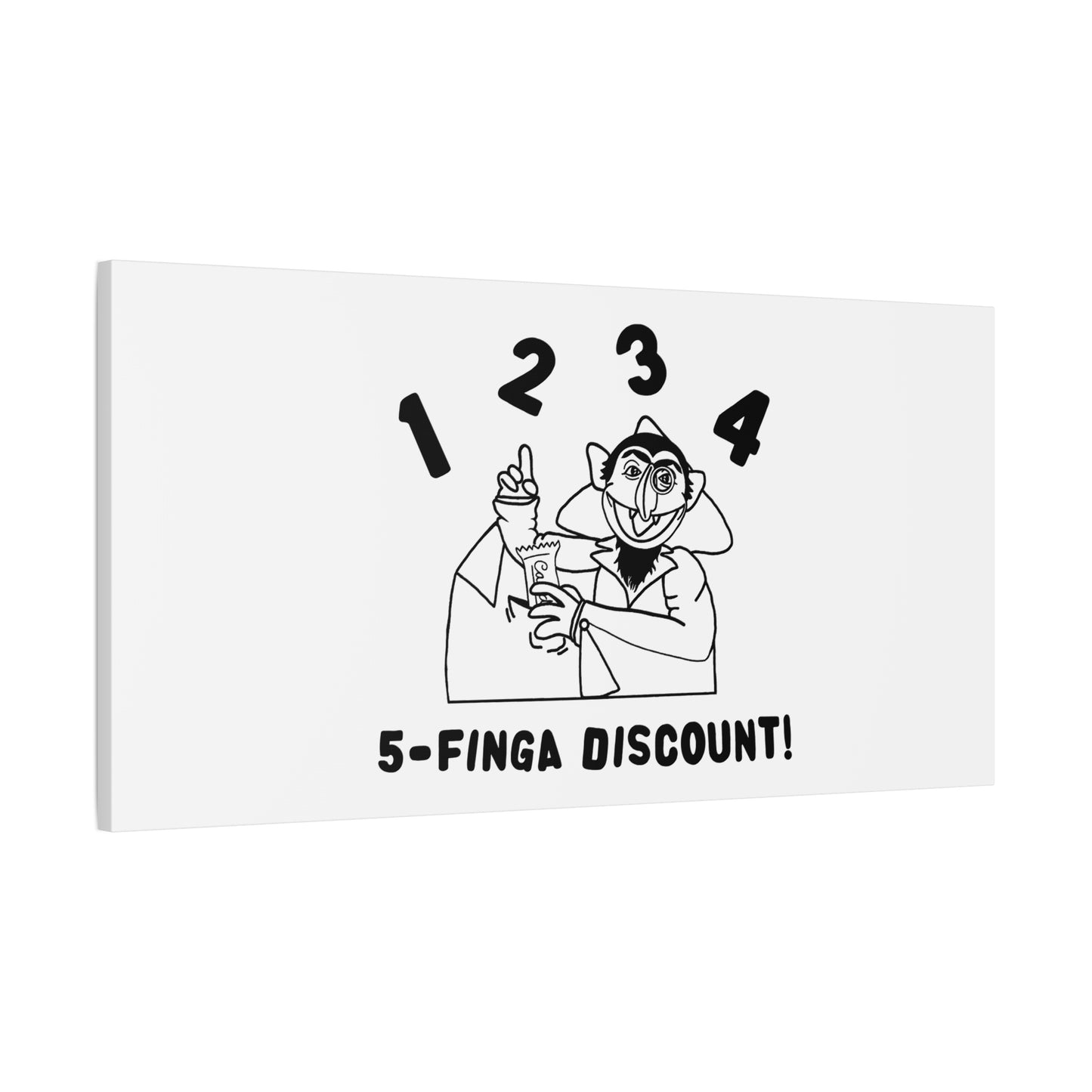 Five Finger Discount Outline Canvas Print White - Sesame Street The Count Parody Art Print