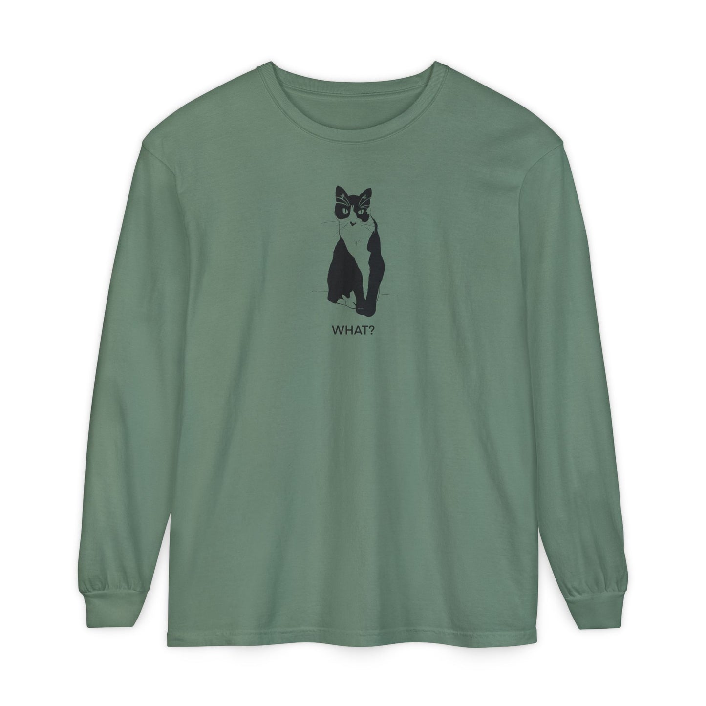 Cattitude Long Sleeve Tee (Transparent Style Cat) - Cat What Shirt