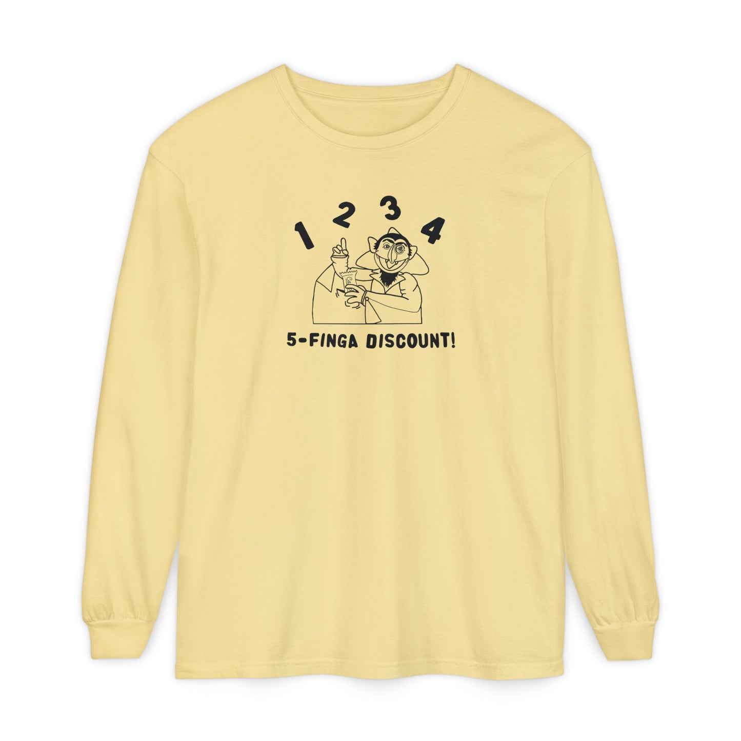 Five Finger Discount Outline Long Sleeve Tee - Sesame Street The Count Parody Shirt