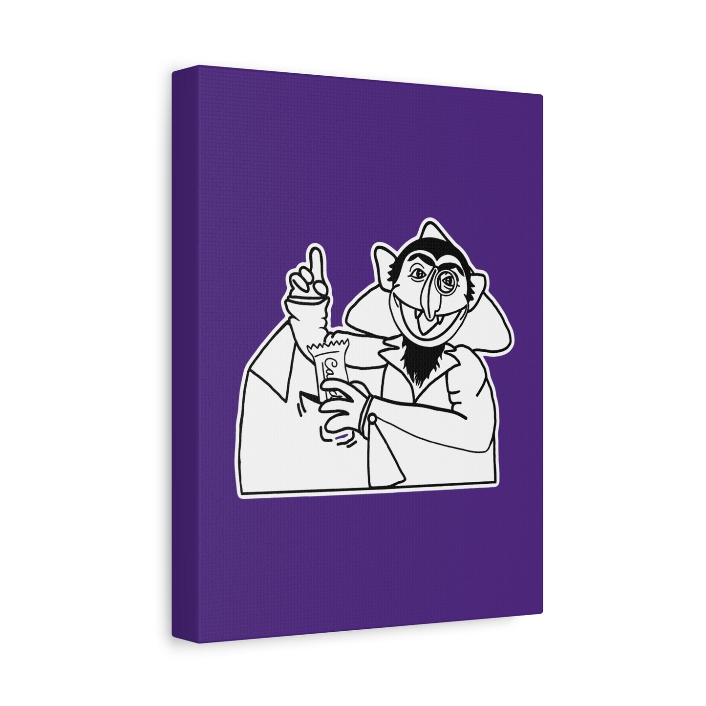 The Count Stealing Candy Outline Canvas Print Purple - Sesame Street The Count Parody Art