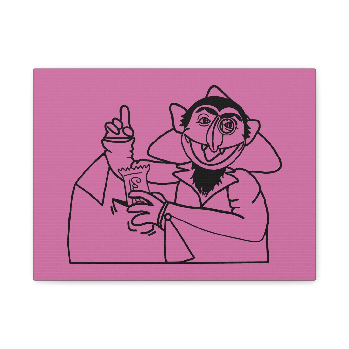 The Count Stealing Candy Outline Canvas Print Light Pink - Sesame Street The Count Parody Art