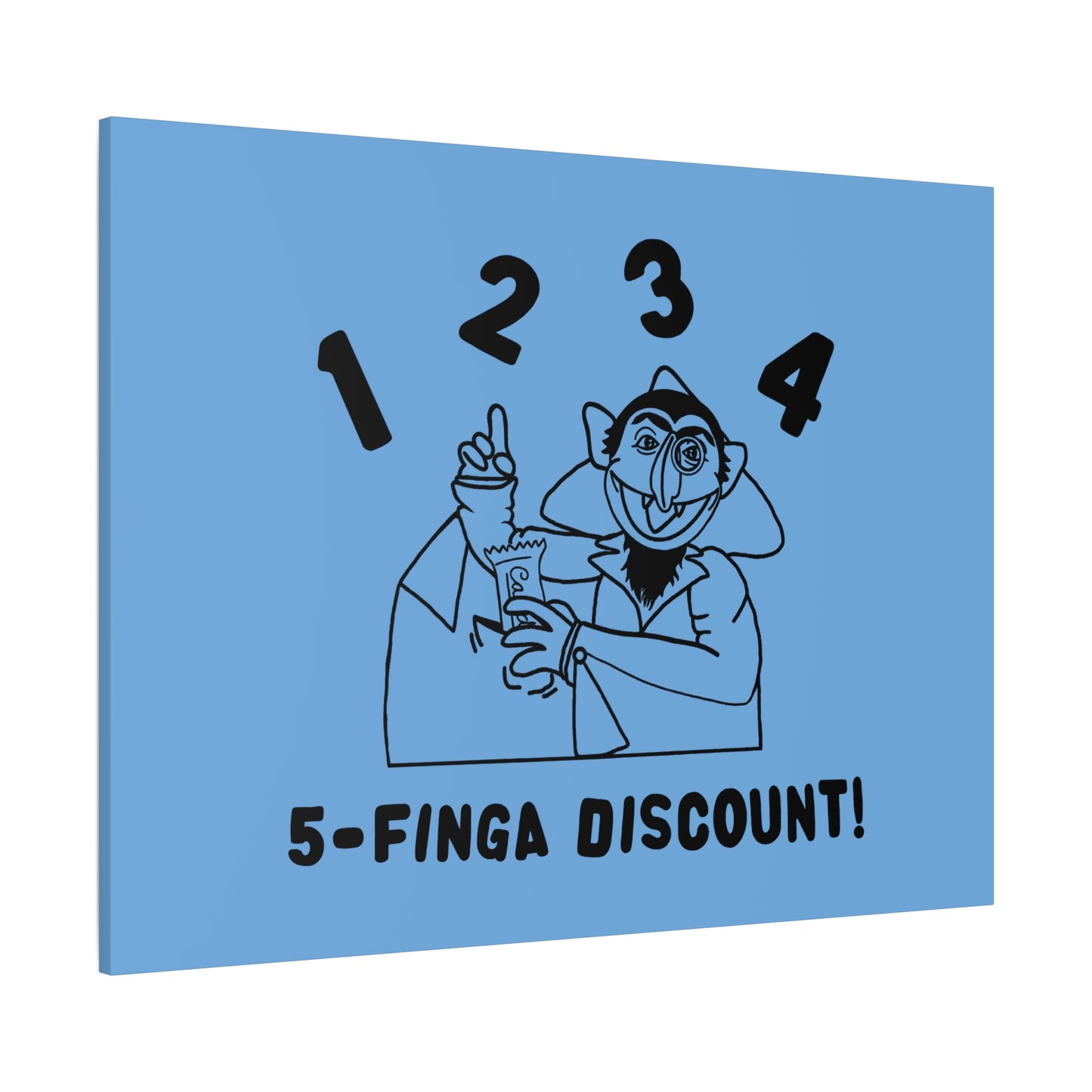 Five Finger Discount Outline Canvas Print Light Blue - Sesame Street The Count Parody Art Print