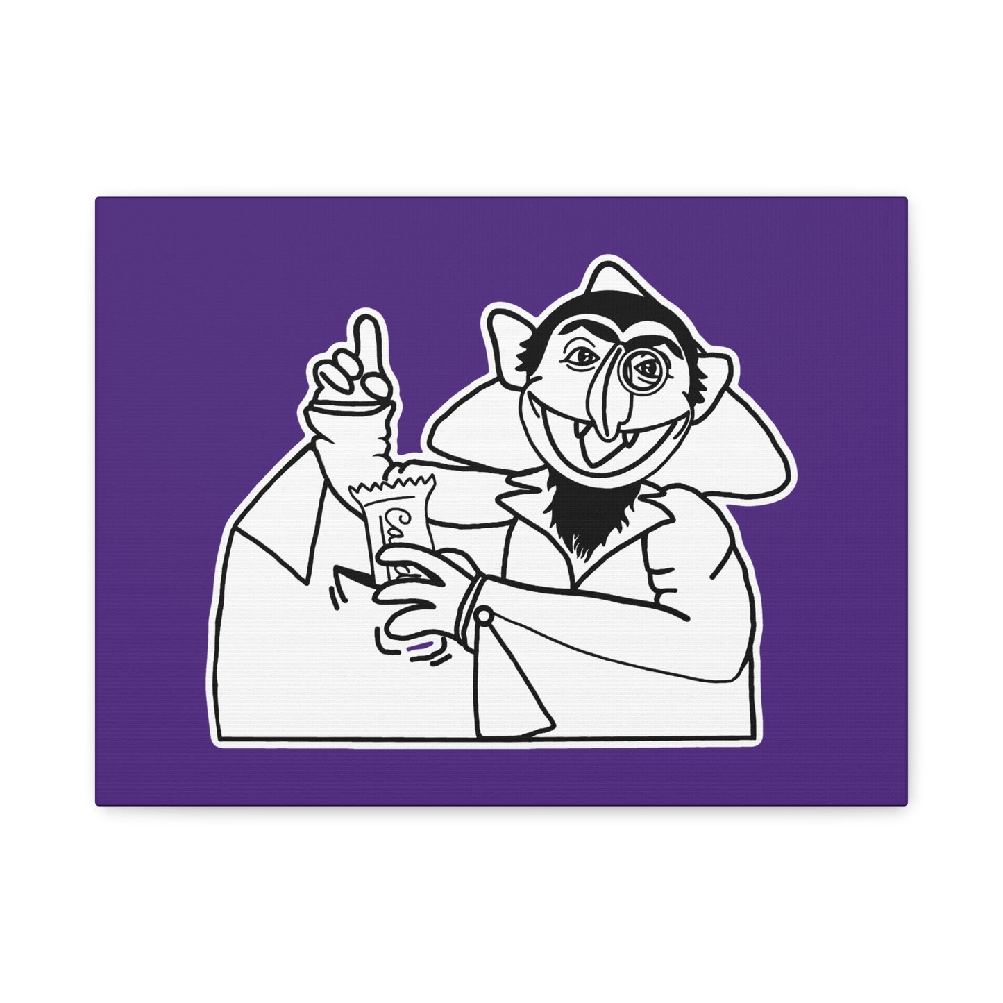 The Count Stealing Candy Outline Canvas Print Purple - Sesame Street The Count Parody Art