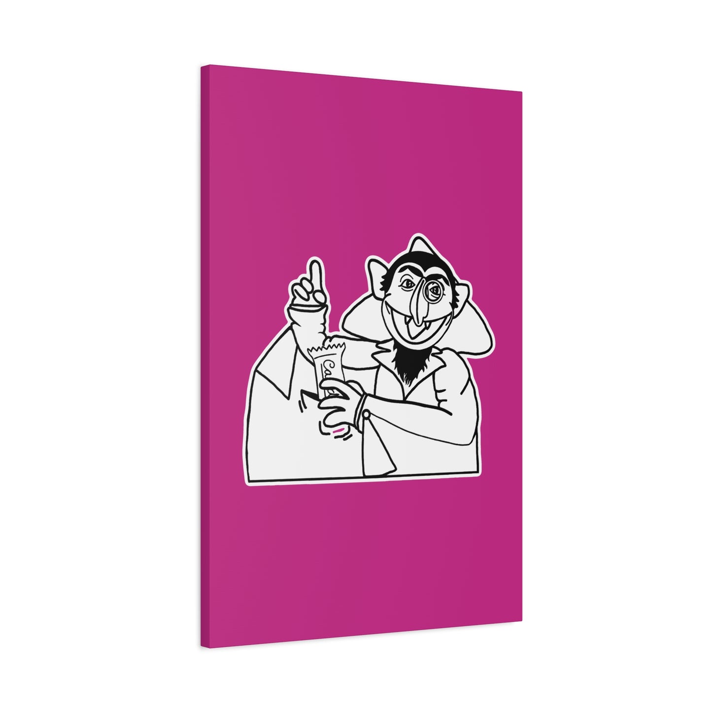 The Count Stealing Candy Outline Canvas Print Pink - Sesame Street The Count Parody Art