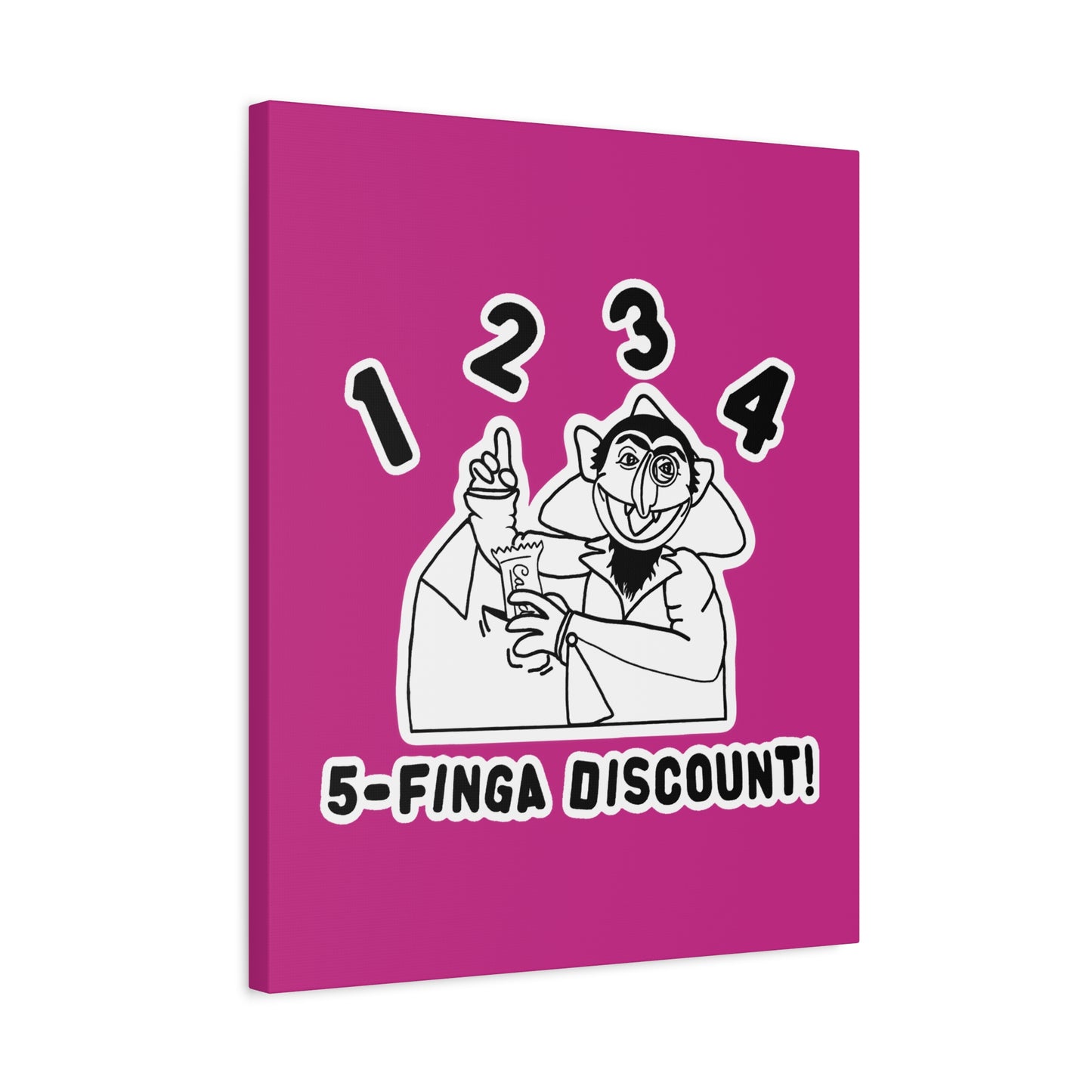 Five Finger Discount Outline Canvas Print Pink - Sesame Street The Count Parody Art Print