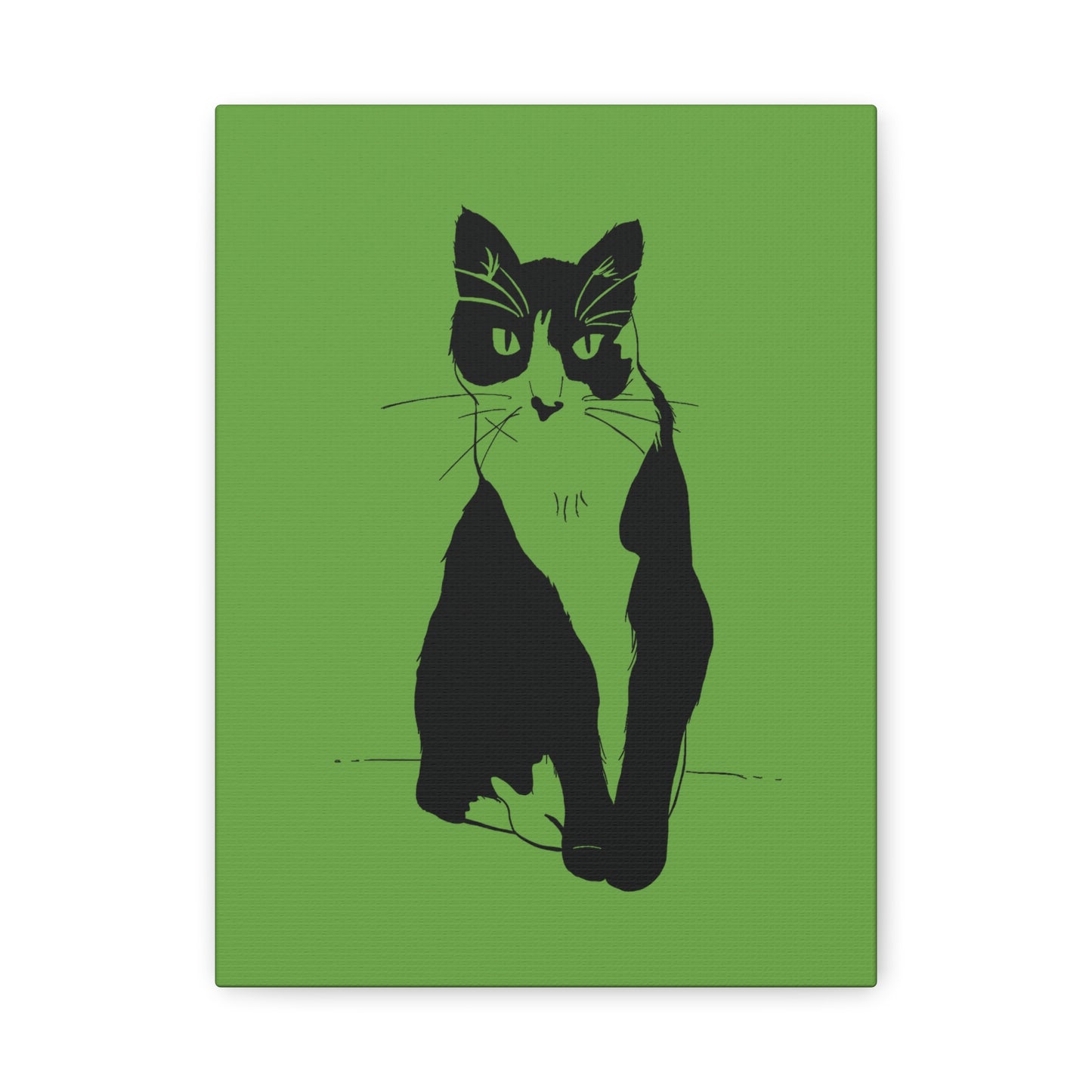 Cat Canvas Print on Green (Transparent Style Cat) - Cat Drawing Art