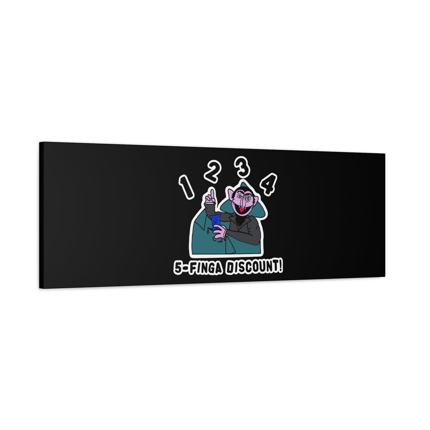 Five Finger Discount Canvas Print Black - Sesame Street The Count Parody Art Print