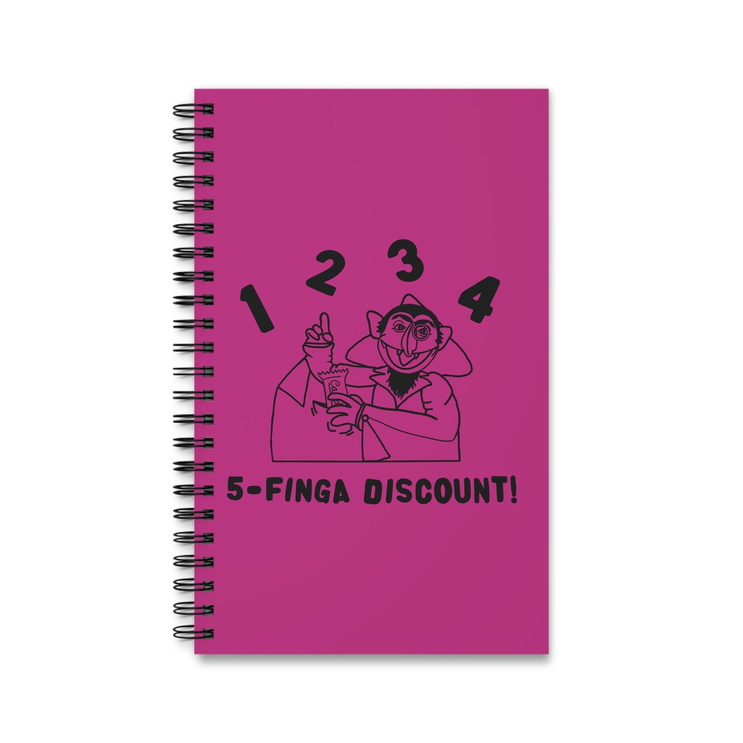 Five Finger Discount Outline Notebook Pink - Sesame Street The Count Parody Spiral Notebook