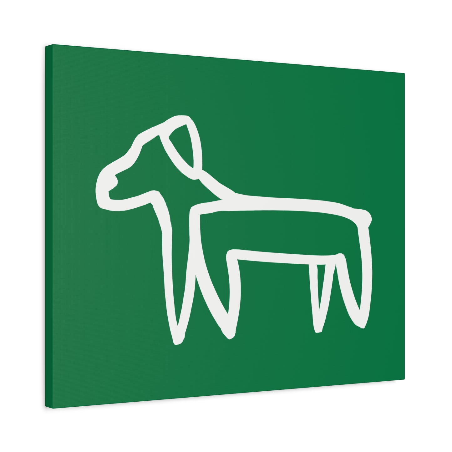 Dog Canvas Print on Green (Transparent Style White Dog) - Dog Art Print