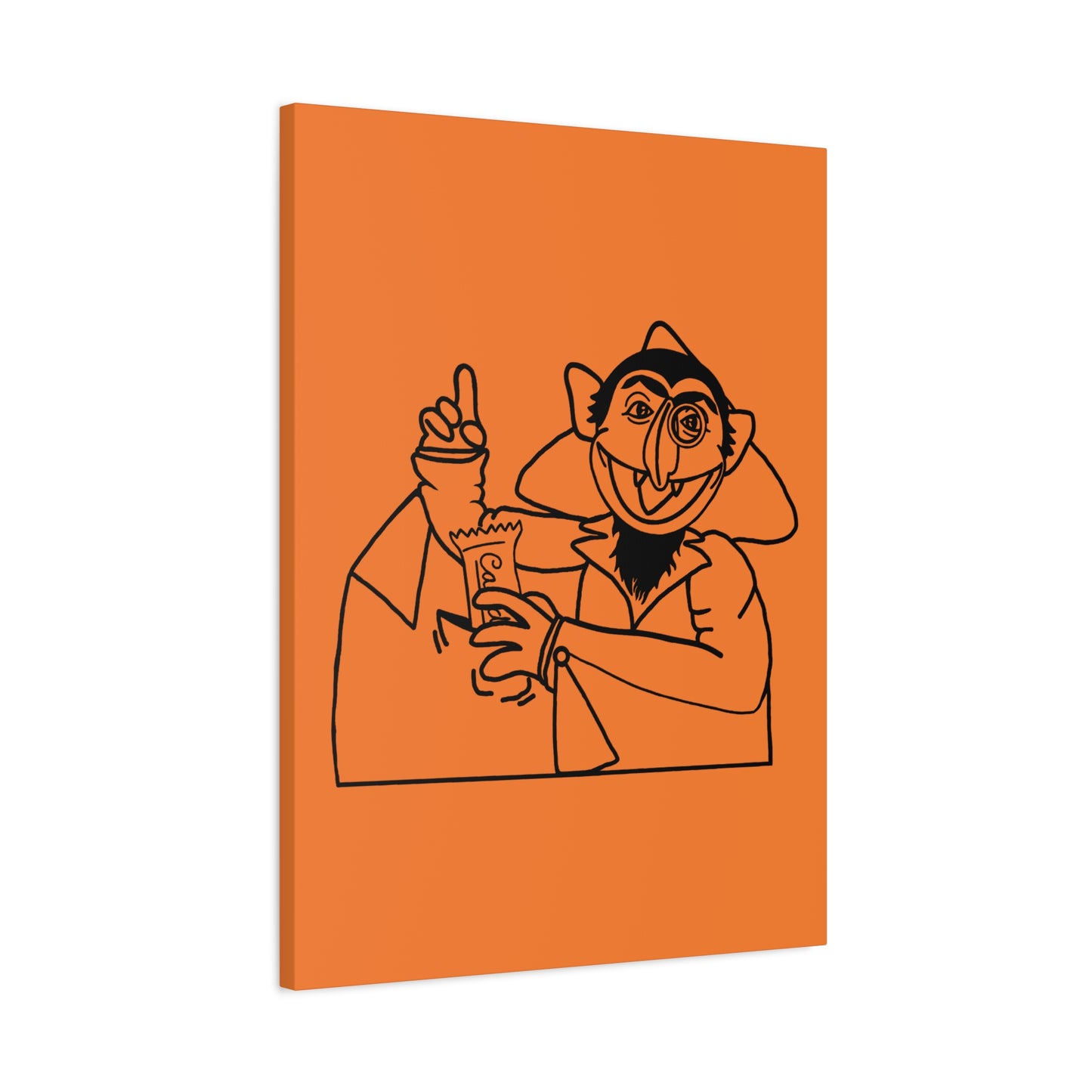 The Count Stealing Candy Outline Canvas Print Light Orange - Sesame Street The Count Parody Art