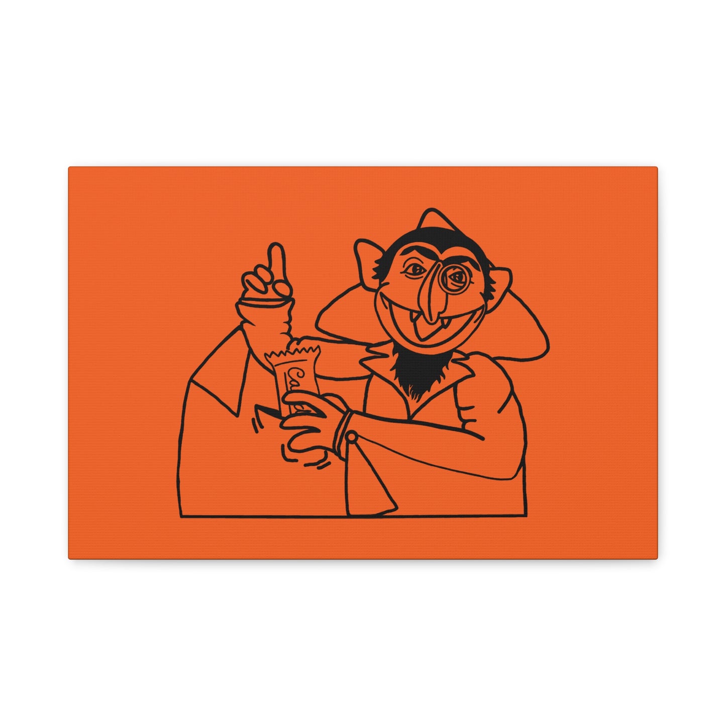 The Count Stealing Candy Outline Canvas Print Orange - Sesame Street The Count Parody Art Print