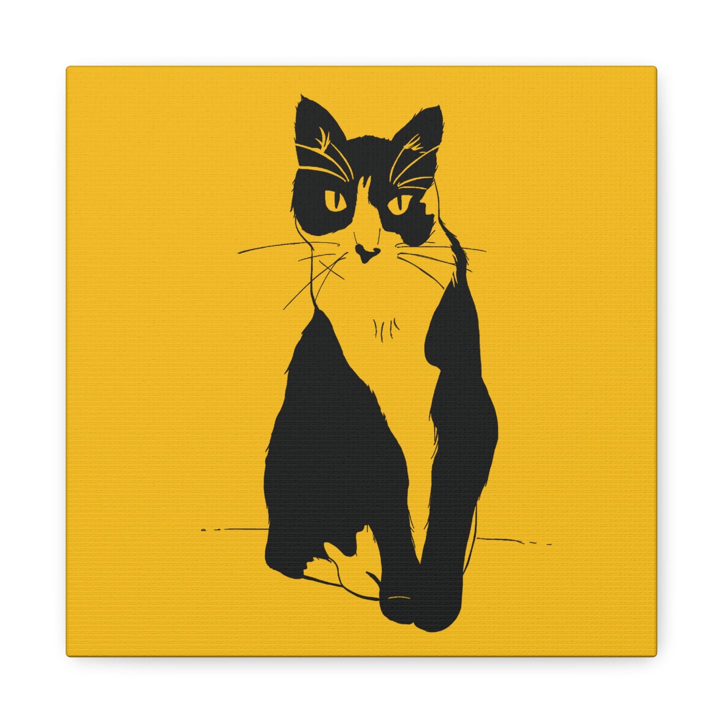 Cat Canvas Print on Yellow (Transparent Style Cat) - Cat Drawing Art