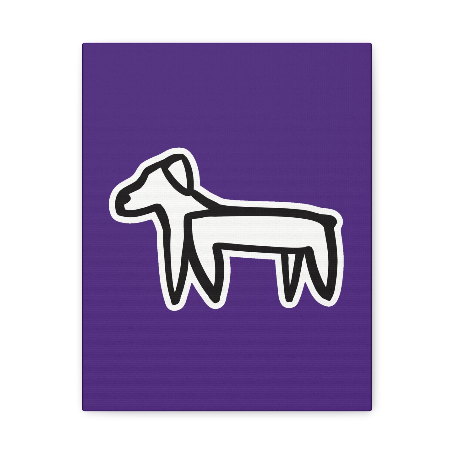Dog Canvas Print on Purple (Sticker Style White Dog) - Dog Art Print
