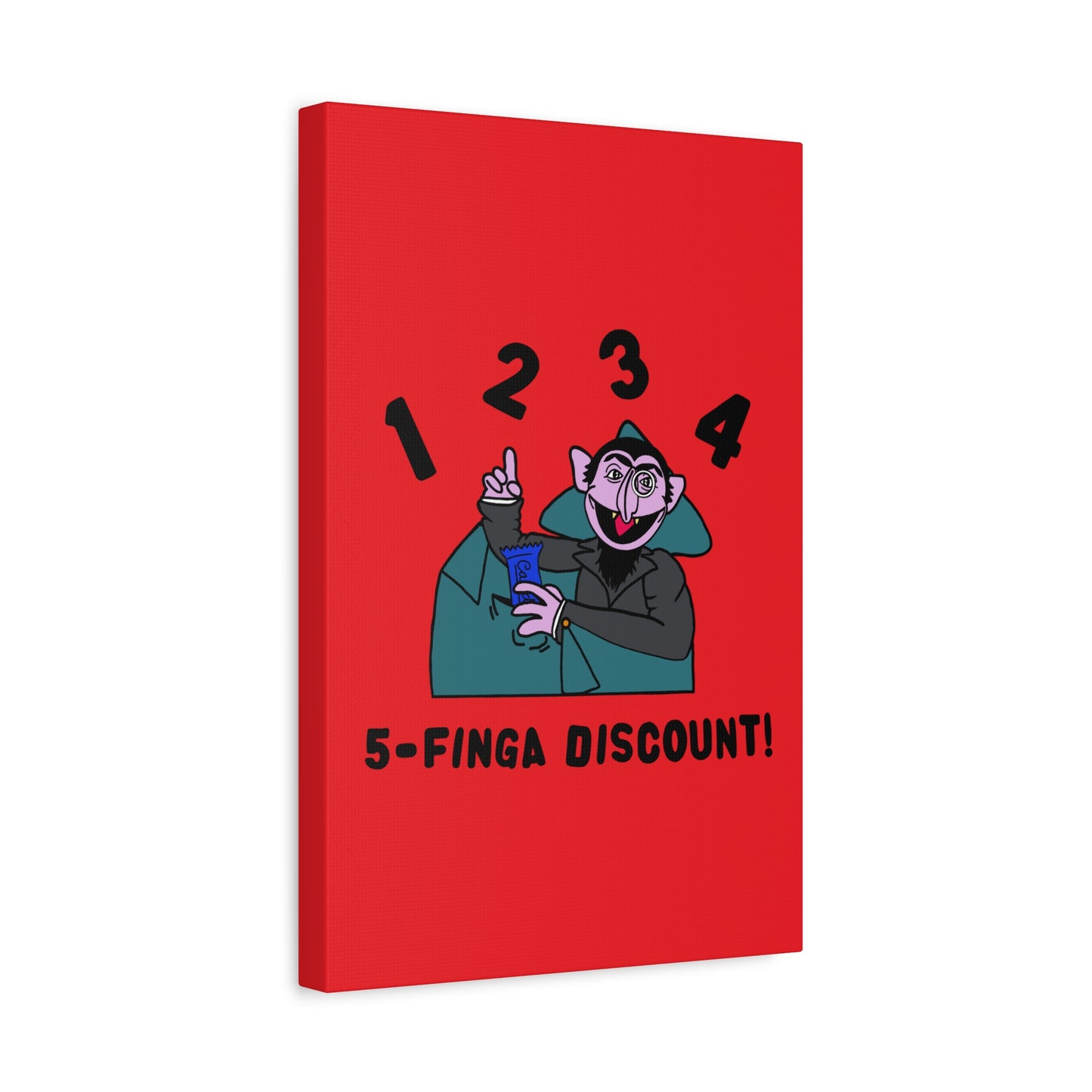 Five Finger Discount Canvas Print Red - Sesame Street The Count Parody Art Print