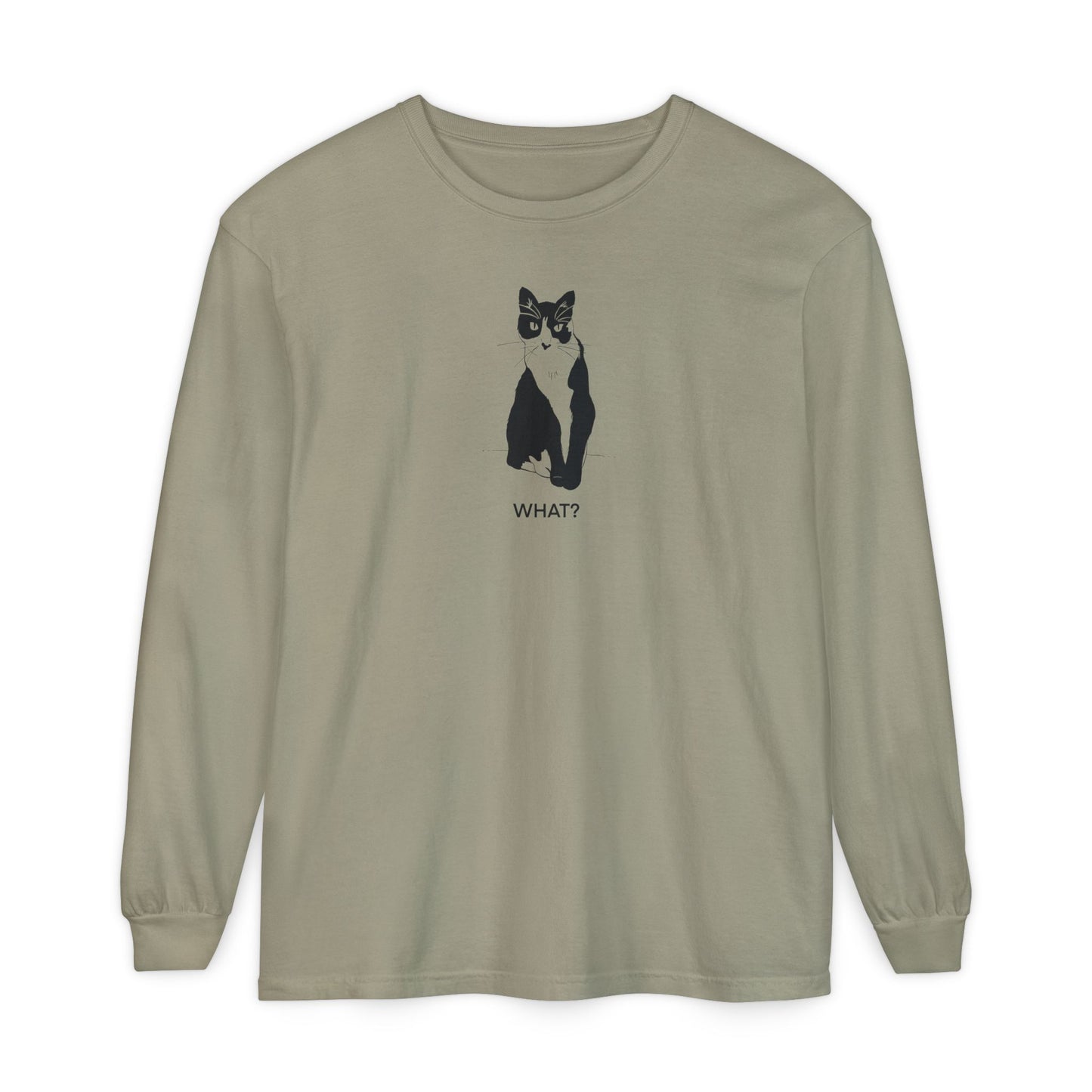 Cattitude Long Sleeve Tee (Transparent Style Cat) - Cat What Shirt