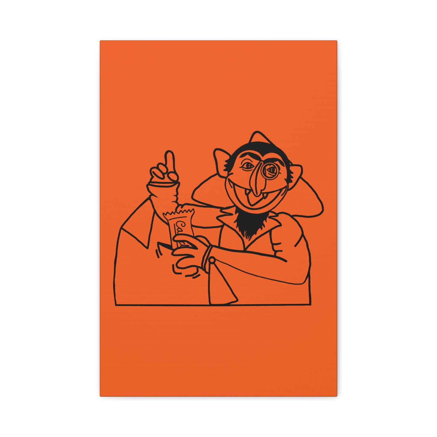 The Count Stealing Candy Outline Canvas Print Orange - Sesame Street The Count Parody Art Print