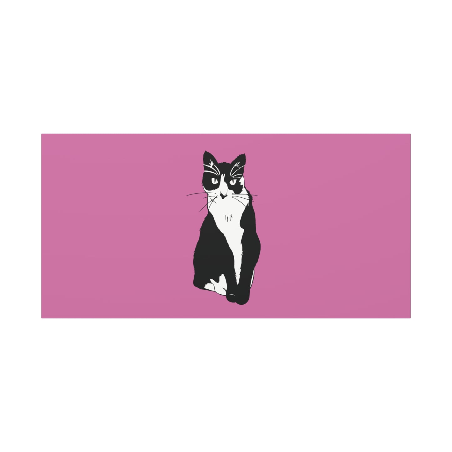 Cat Canvas on Light Pink (B&W Style Cat) - Cat Drawing Art