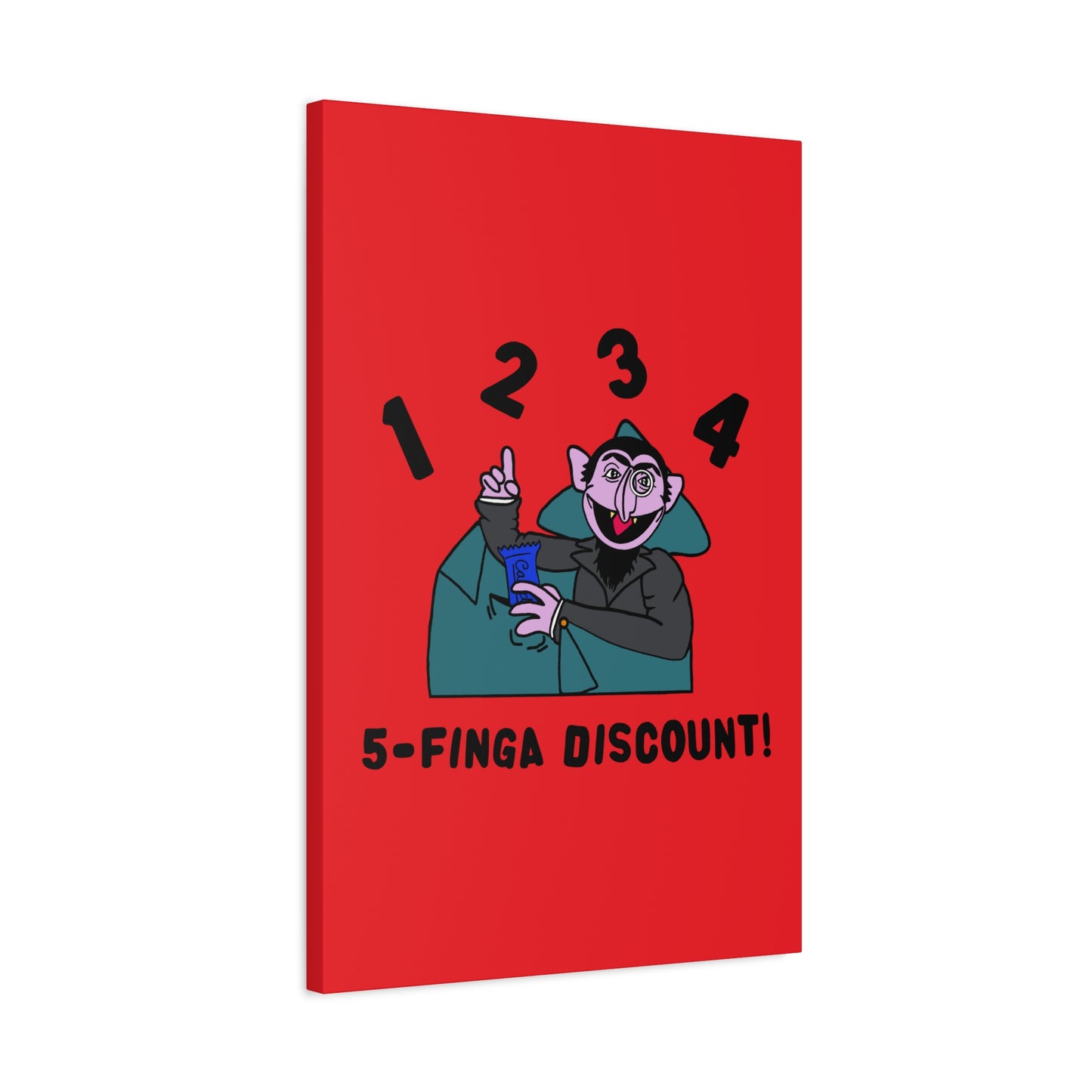 Five Finger Discount Canvas Print Red - Sesame Street The Count Parody Art Print