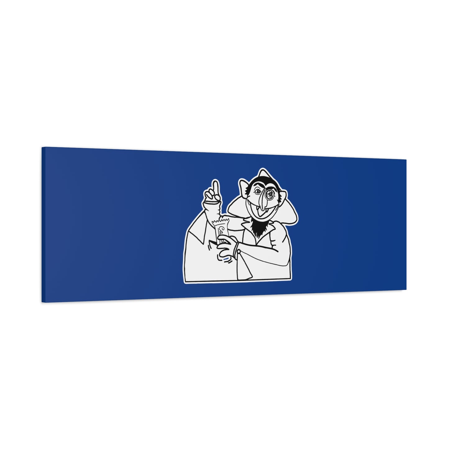 The Count Stealing Candy Outline Canvas Print Dark Blue - Sesame Street The Count Parody Art