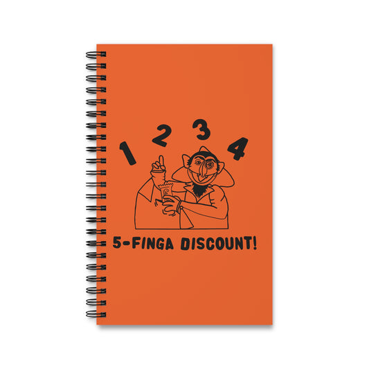 Five Finger Discount Outline Notebook Orange - Sesame Street The Count Parody Spiral Notebook