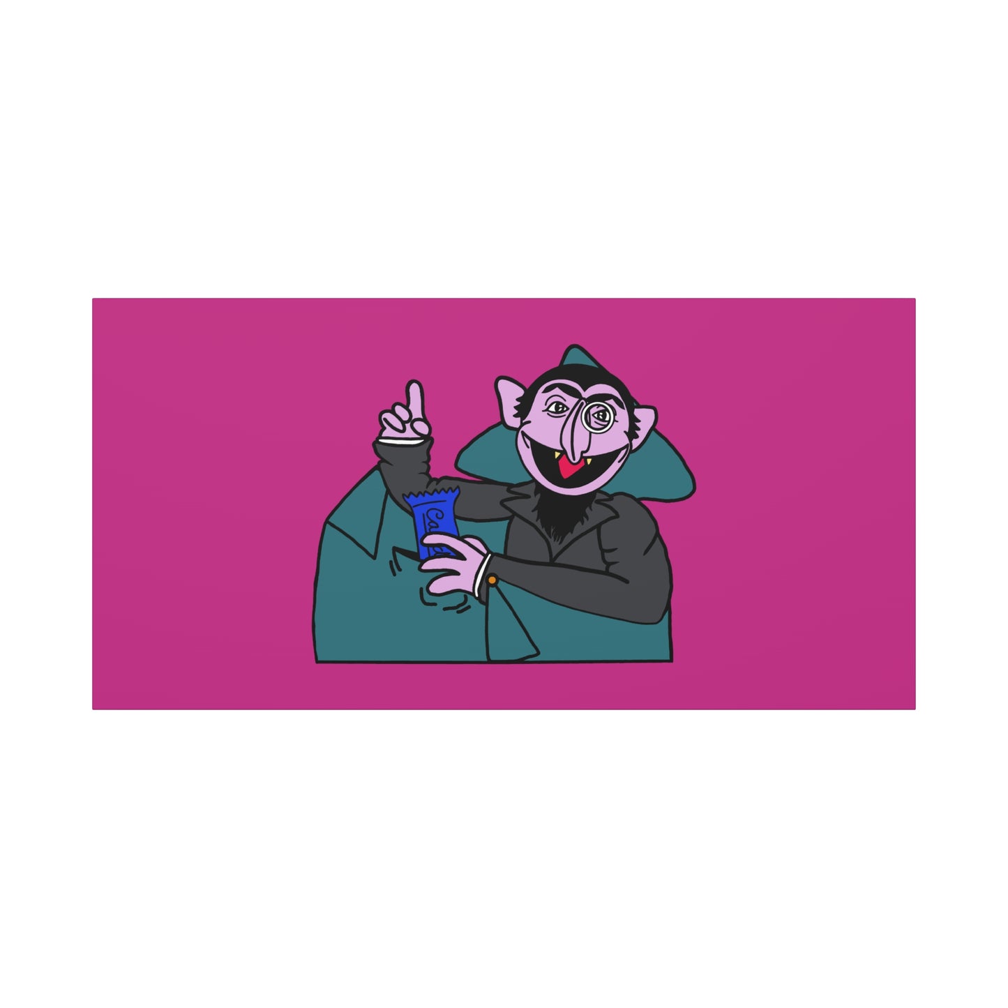 The Count Stealing Candy Canvas Print Pink - Sesame Street The Count Parody Art