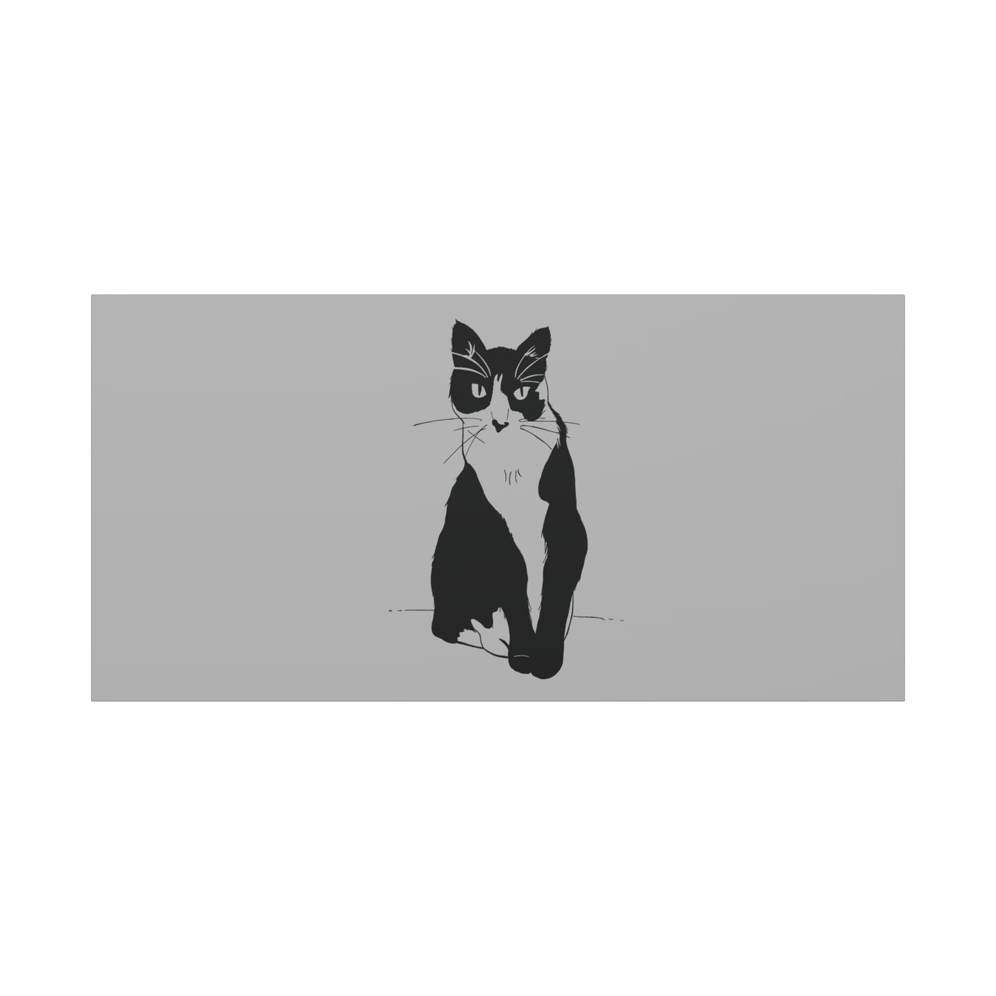 Cat Canvas Print on Grey (Transparent Style Cat) - Cat Drawing Art