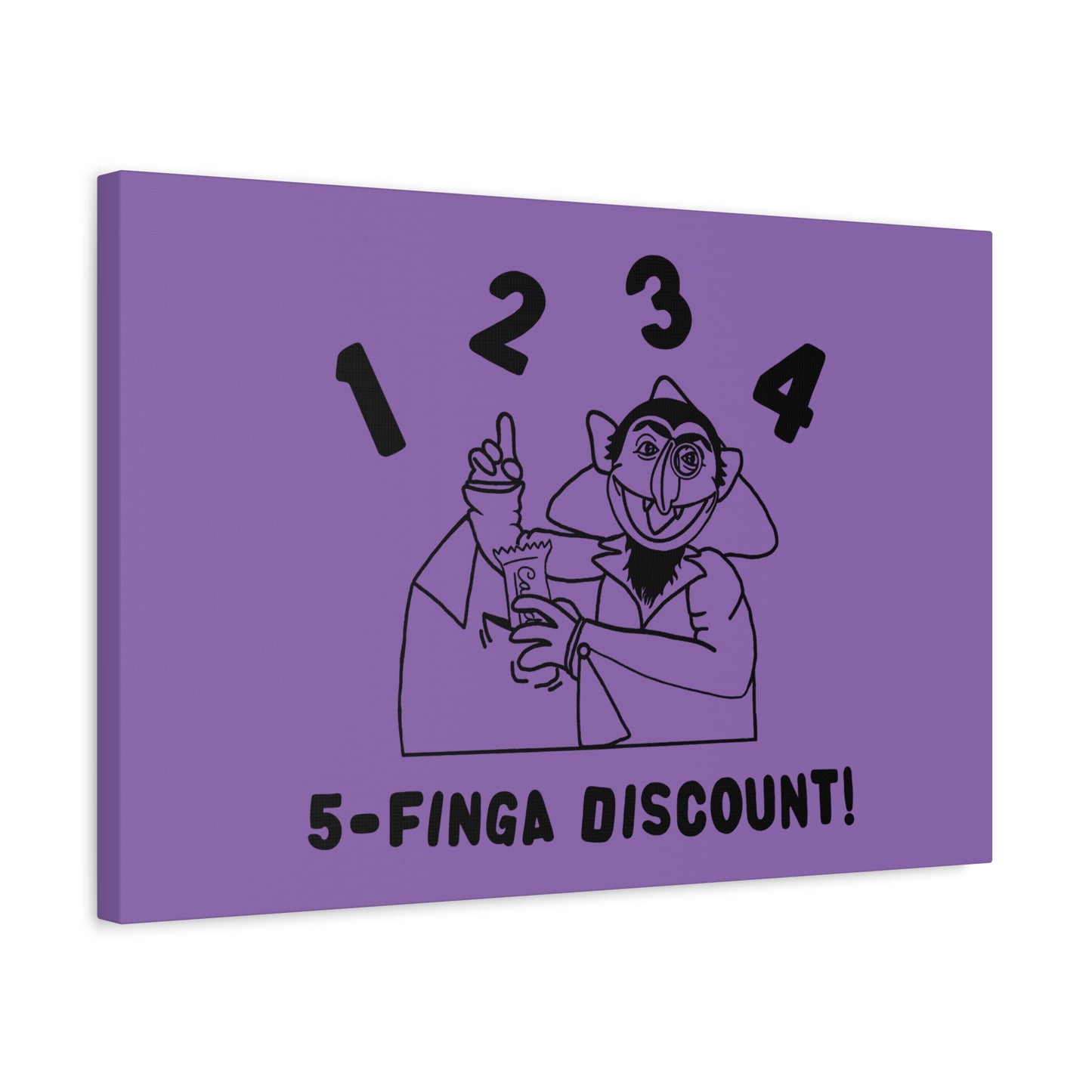 Five Finger Discount Outline Canvas Print Light Purple - Sesame Street The Count Parody Art Print