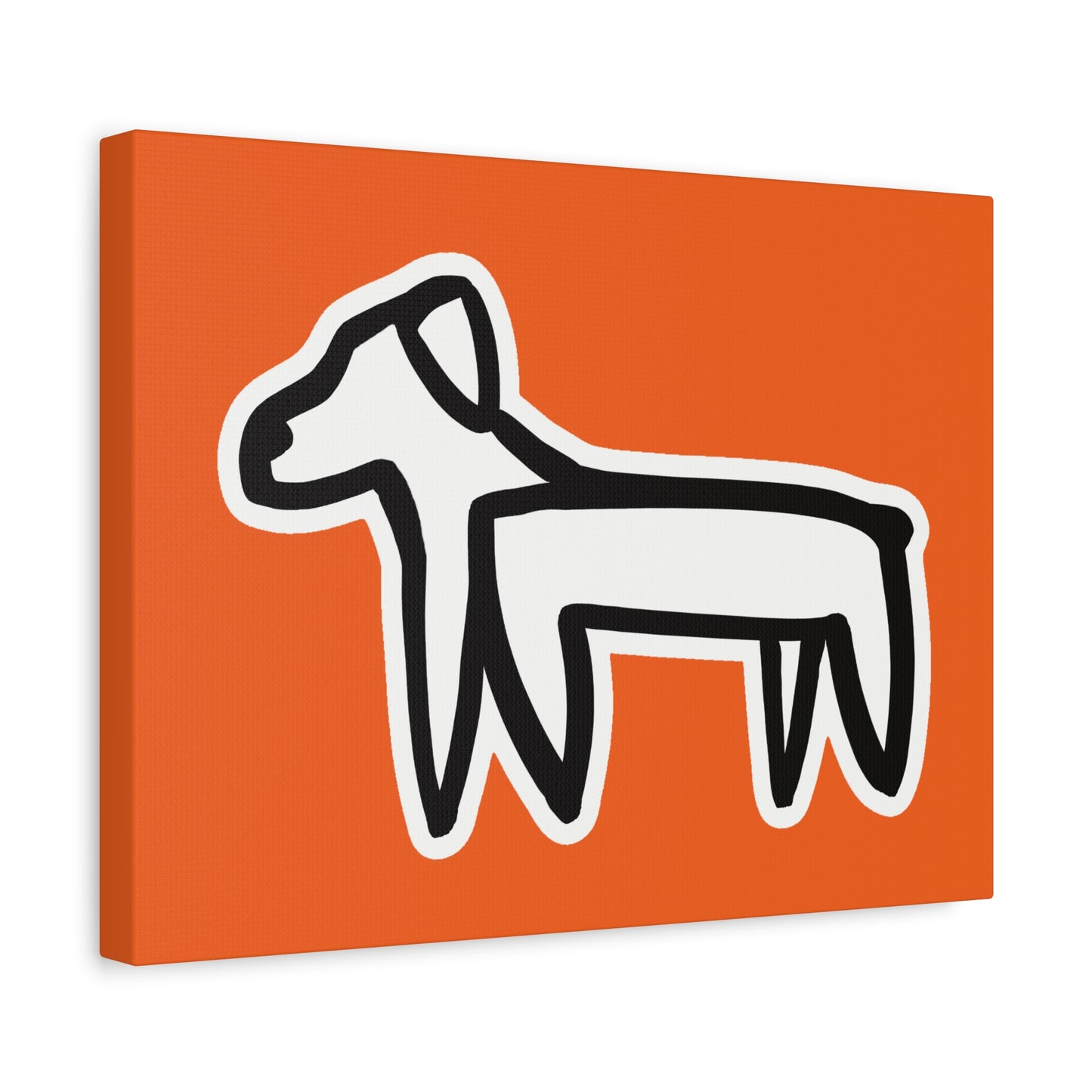 Dog Canvas Print on Orange (Sticker Style White Dog) - Dog Art Print