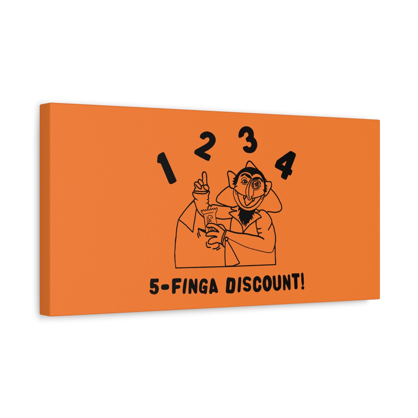 Five Finger Discount Outline Canvas Print Light Orange - Sesame Street The Count Parody Art Print