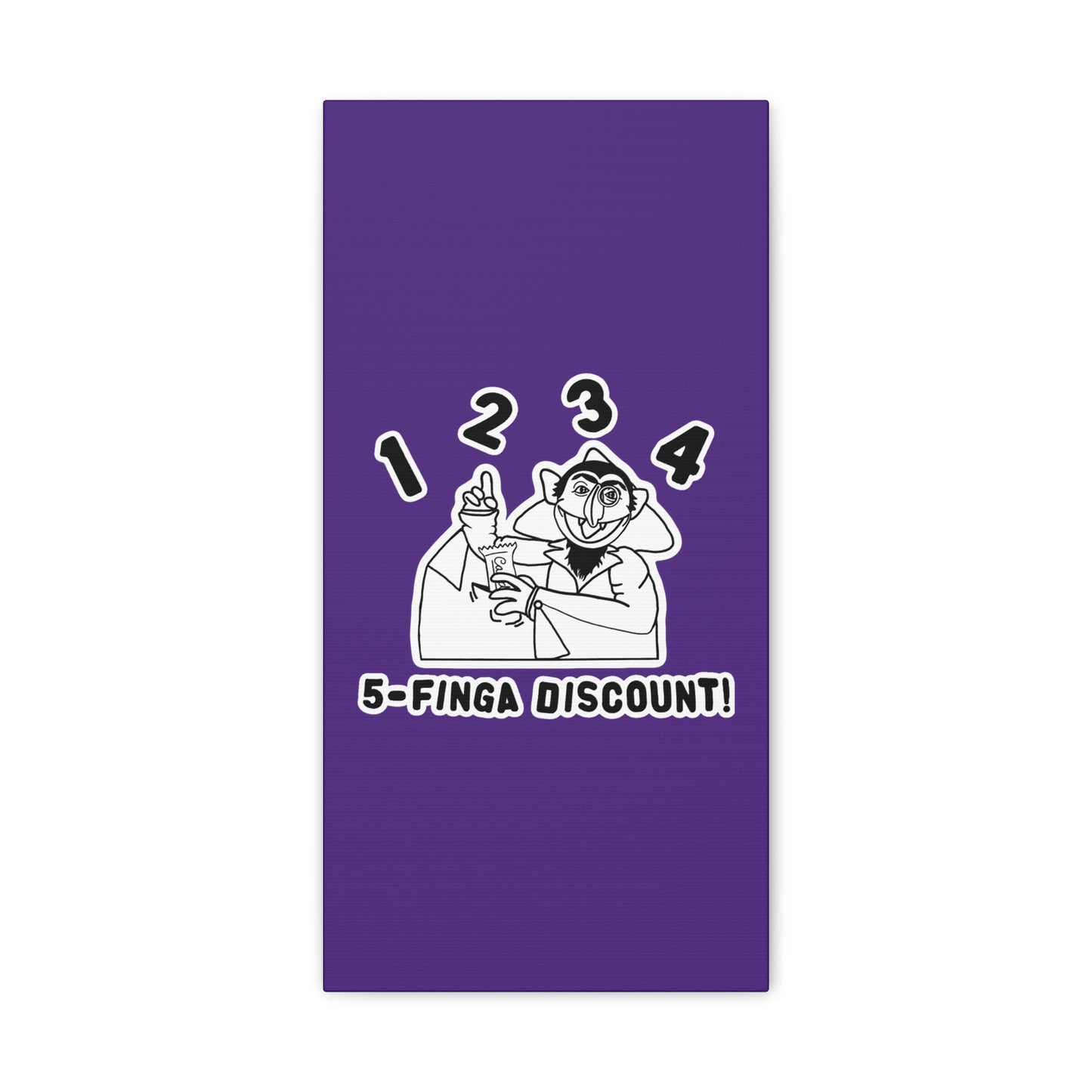 Five Finger Discount Outline Canvas Print Purple - Sesame Street The Count Parody Art Print