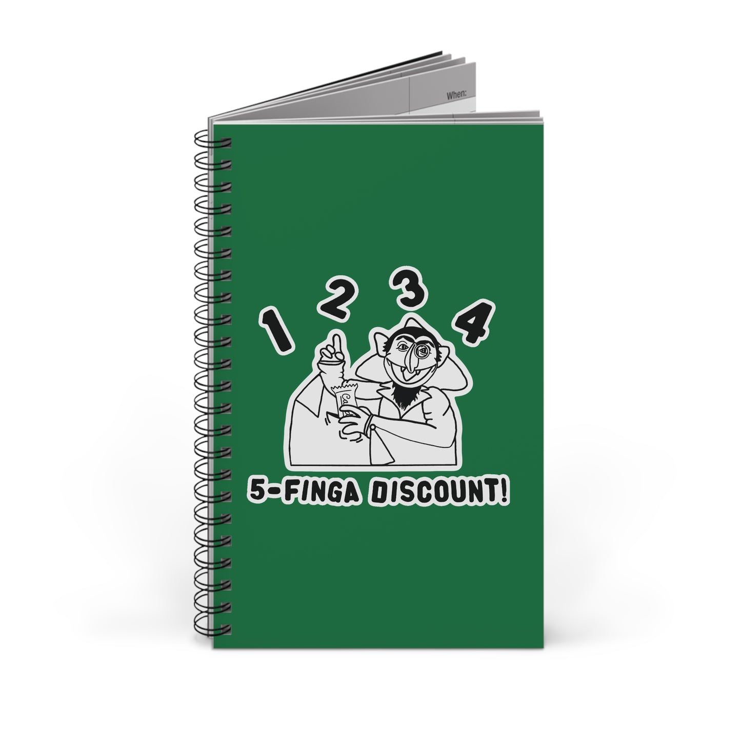 Five Finger Discount Outline Notebook Dark Green - Sesame Street The Count Parody Spiral Notebook