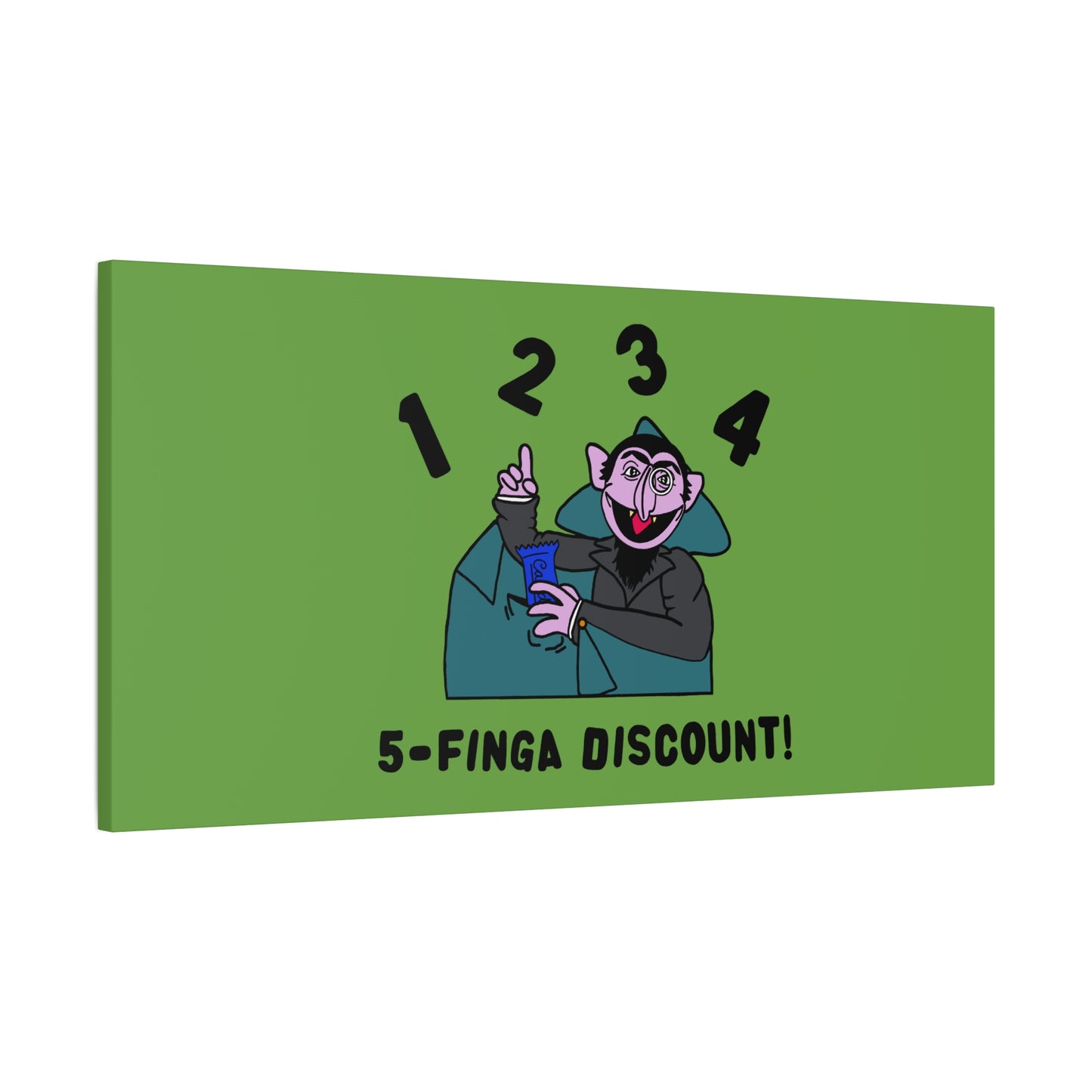 Five Finger Discount Canvas Print Green - Sesame Street The Count Parody Art Print