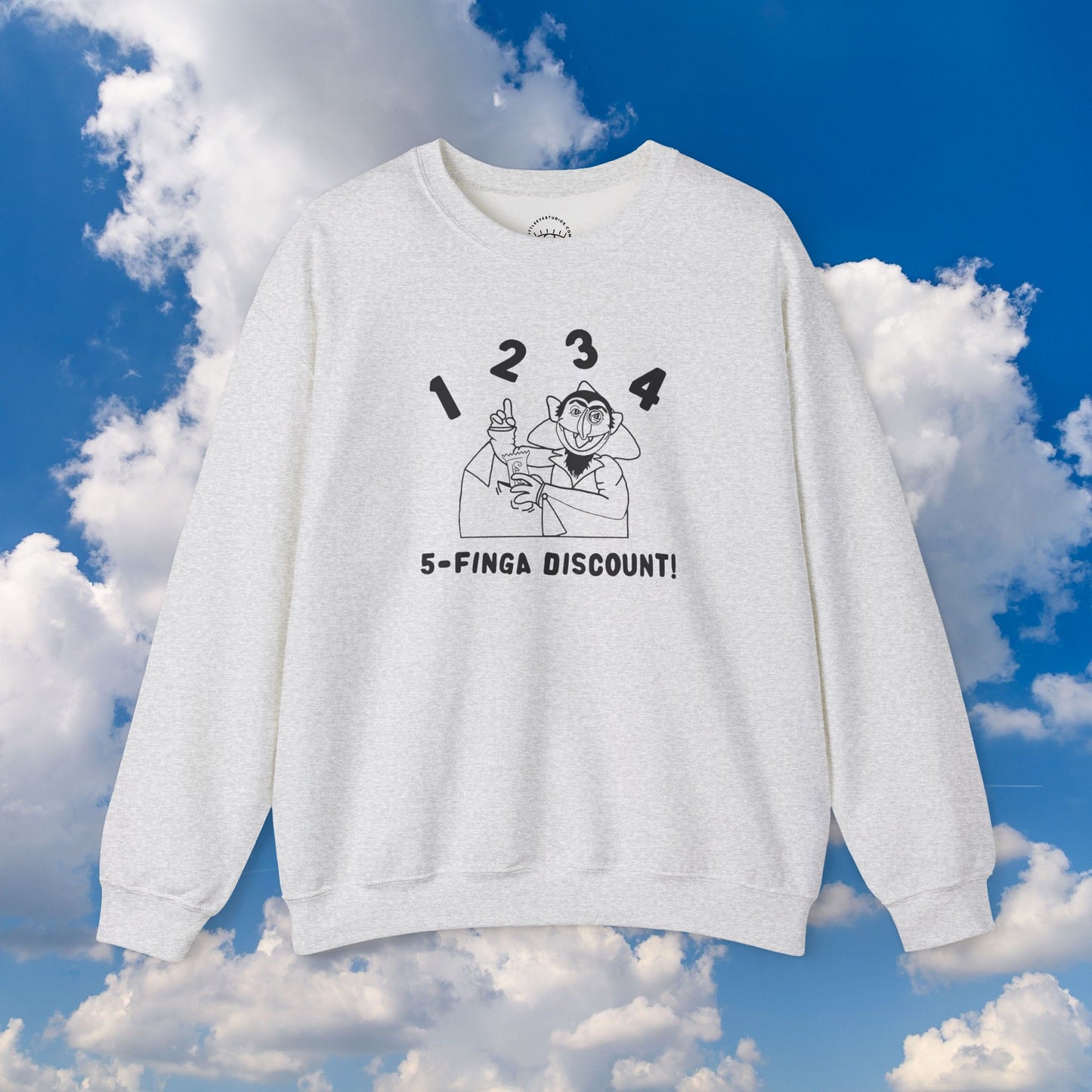 Five Finger Discount Outline Sweatshirt - Sesame Street The Count Parody Sweatshirt