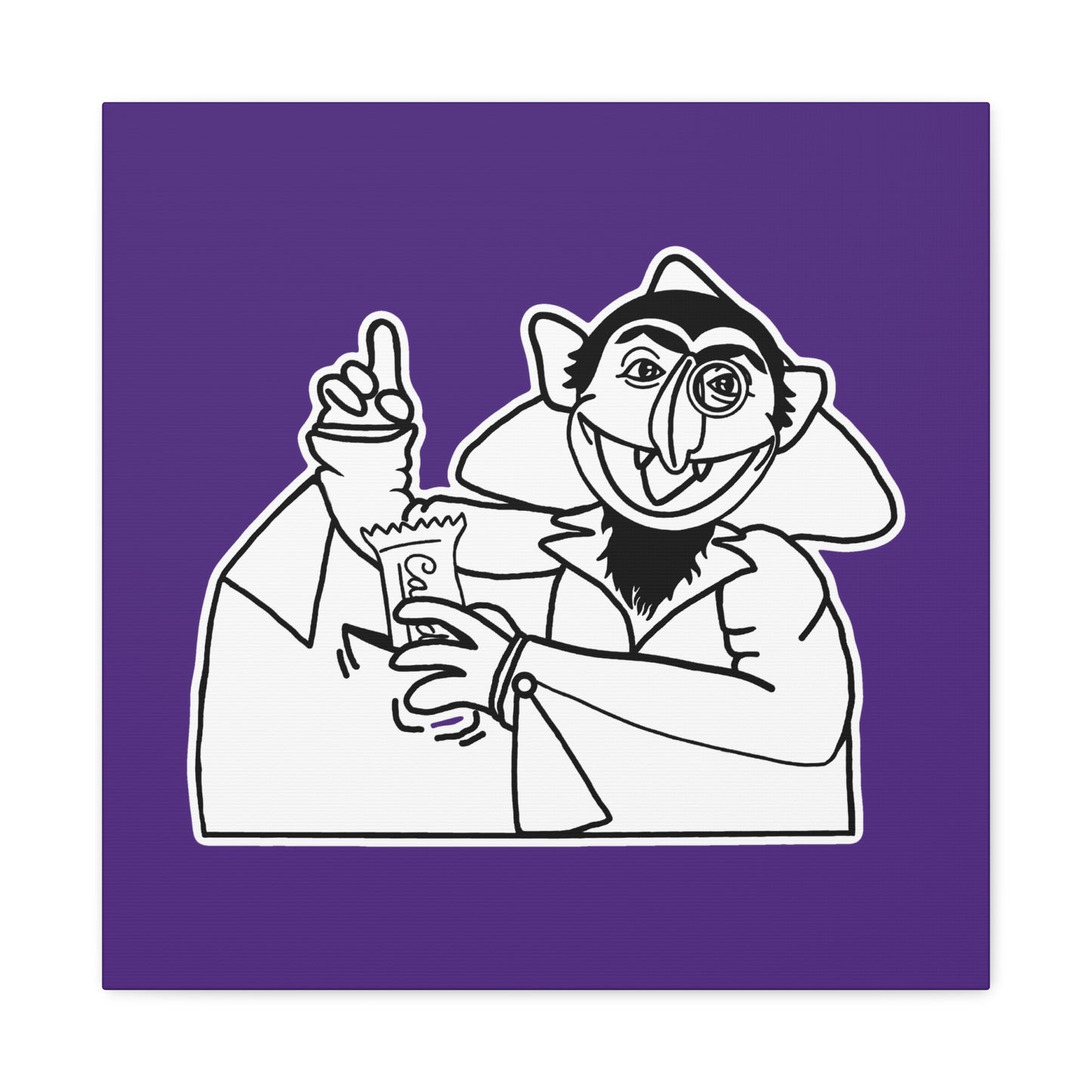 The Count Stealing Candy Outline Canvas Print Purple - Sesame Street The Count Parody Art