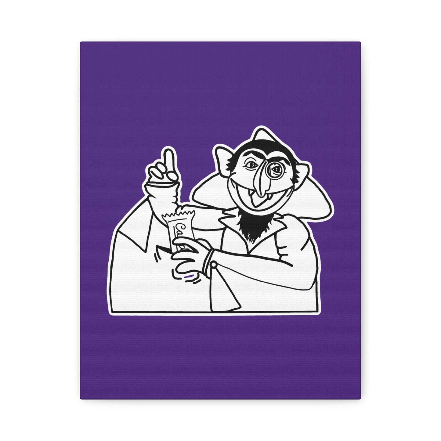 The Count Stealing Candy Outline Canvas Print Purple - Sesame Street The Count Parody Art