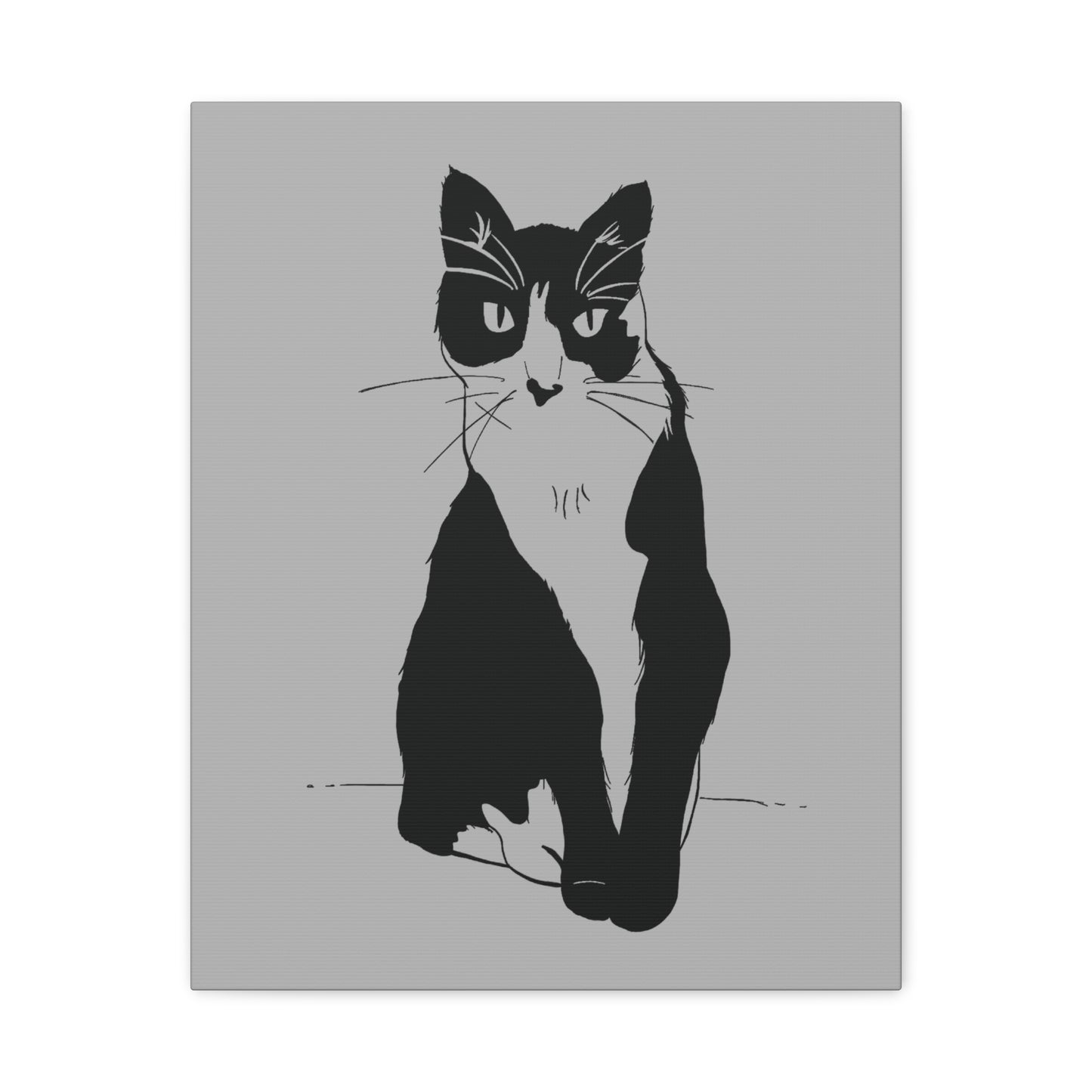Cat Canvas Print on Grey (Transparent Style Cat) - Cat Drawing Art