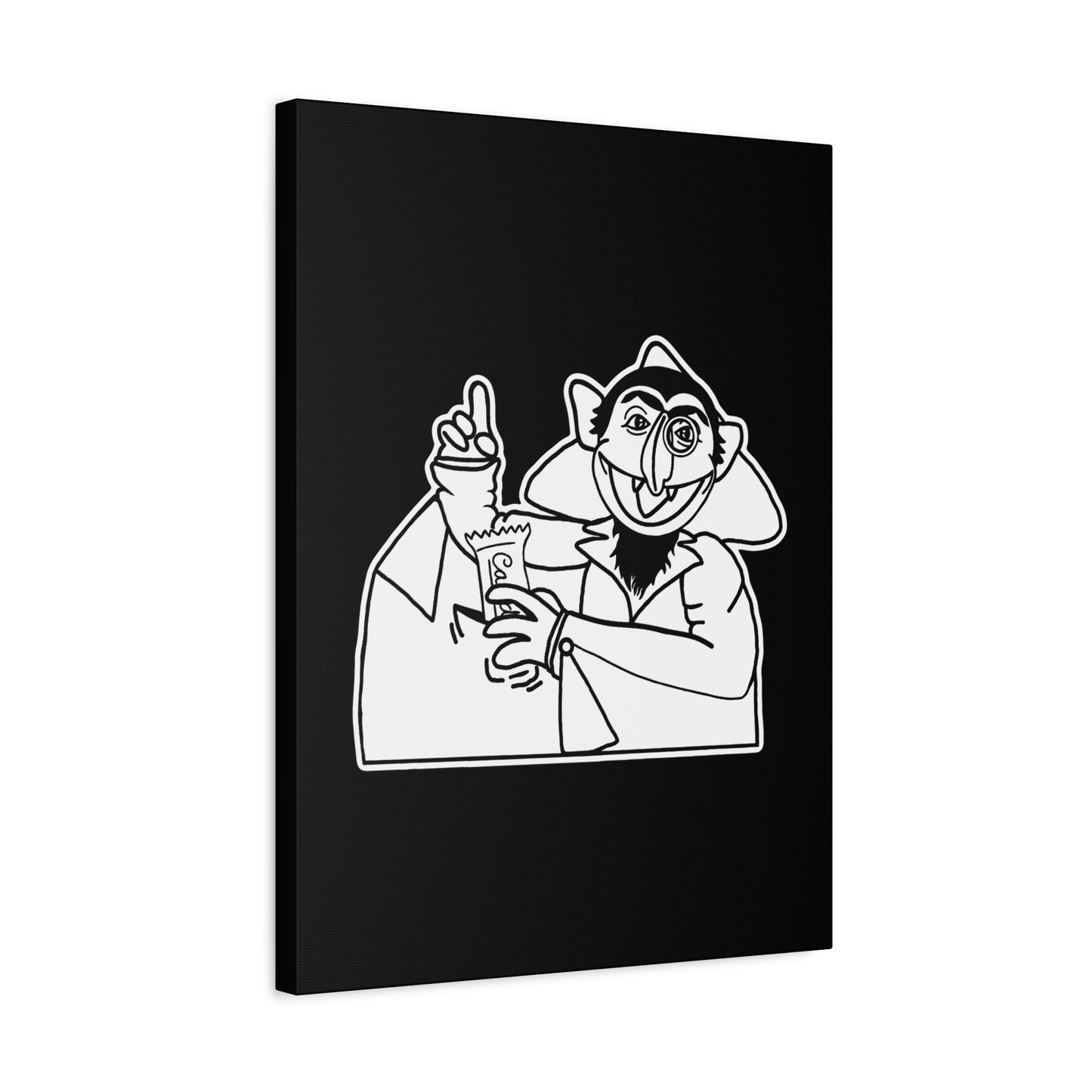 The Count Stealing Candy Outline Canvas Print Black - Sesame Street The Count Parody Canvas Art