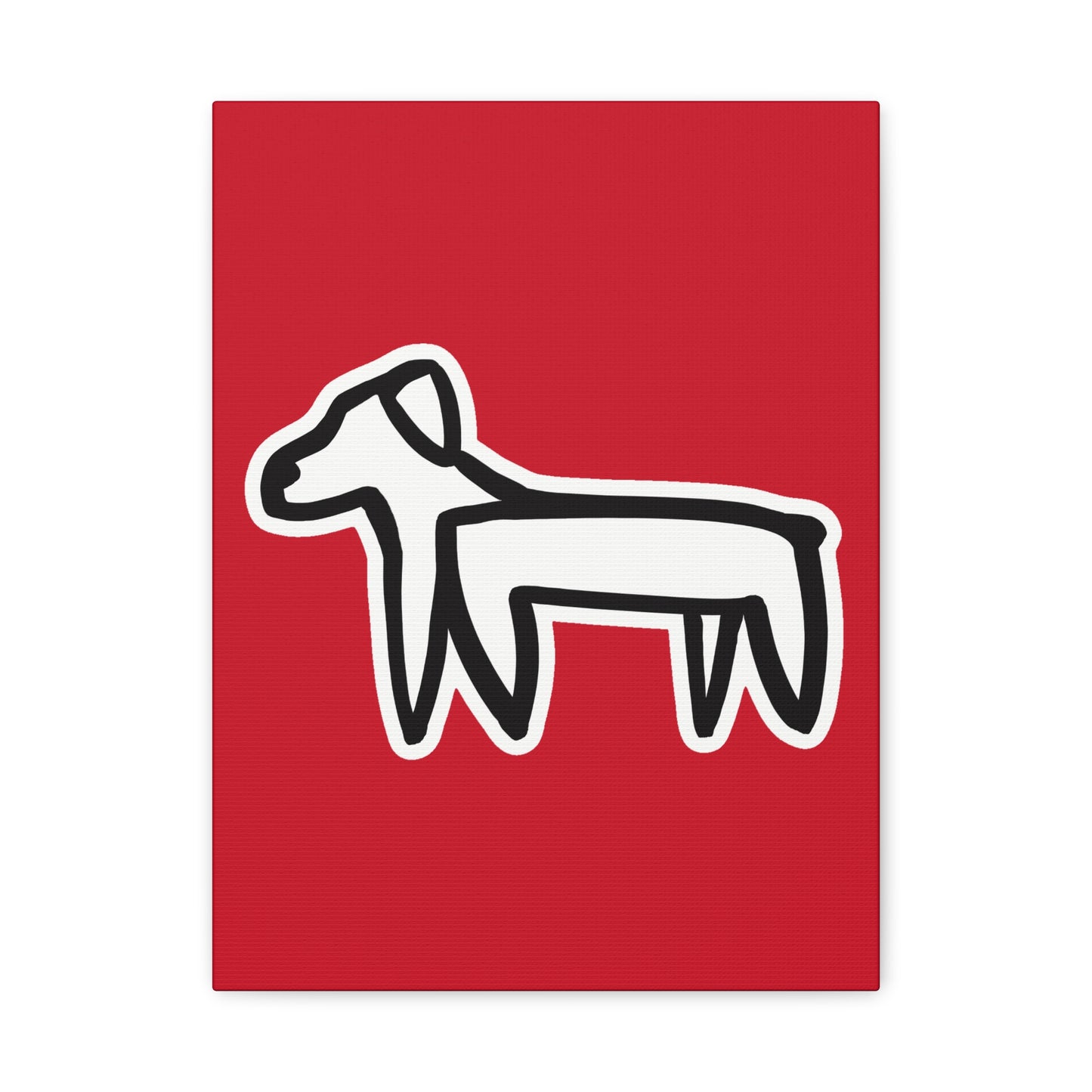 Dog Canvas Print on Red (Sticker Style White Dog) - Dog Art Print
