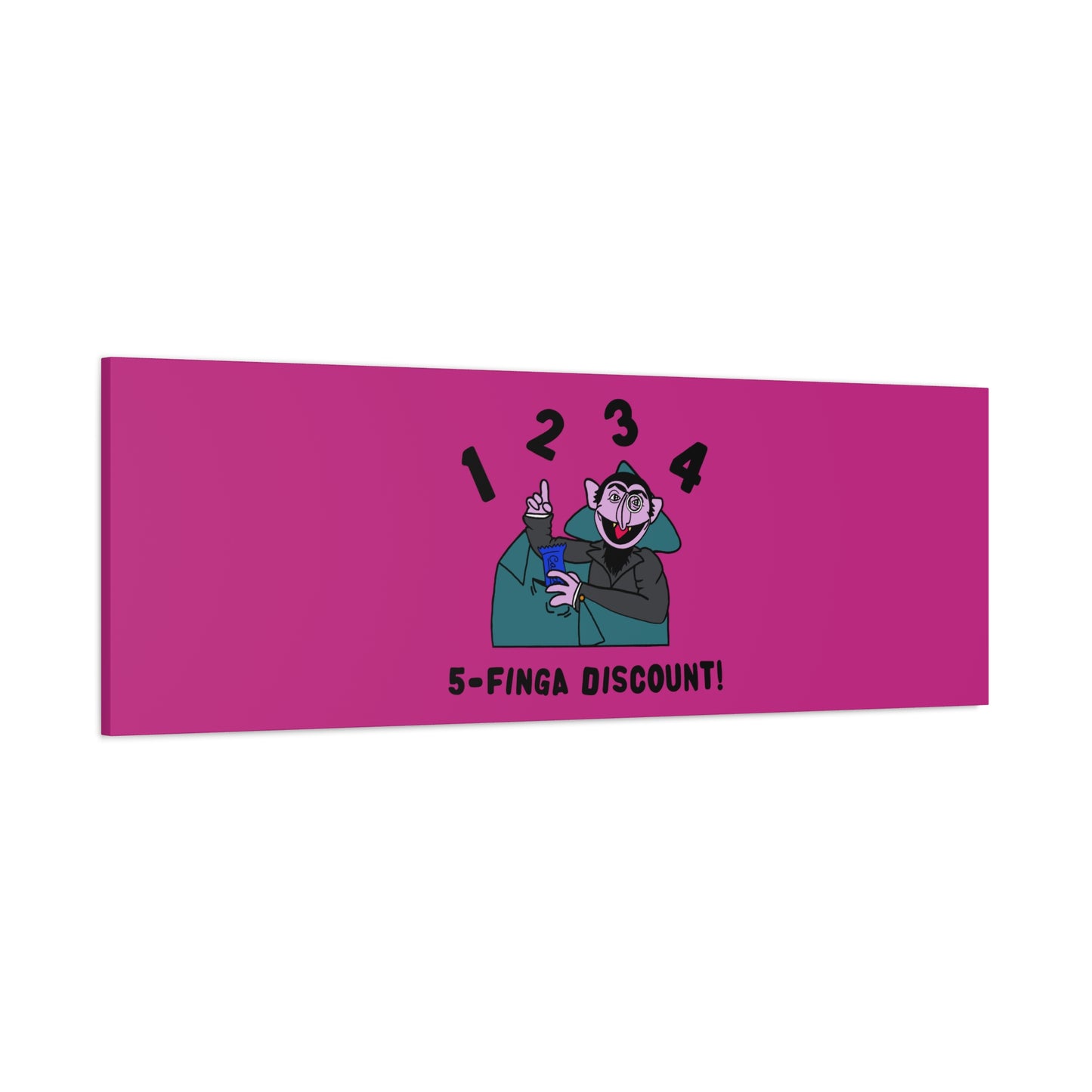 Five Finger Discount Canvas Print Pink - Sesame Street The Count Parody Art Print