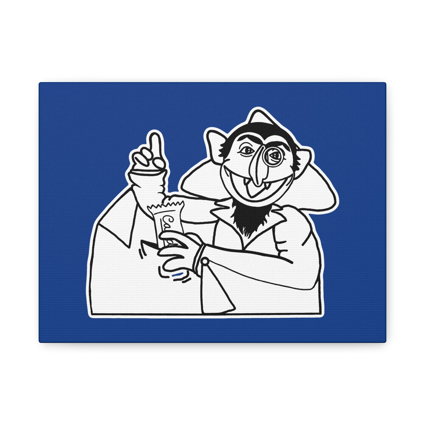 The Count Stealing Candy Outline Canvas Print Dark Blue - Sesame Street The Count Parody Art
