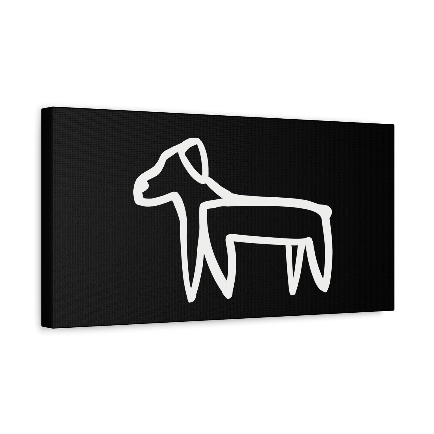 Dog Canvas Print on Black (Transparent Style White Dog) - Dog Art Print
