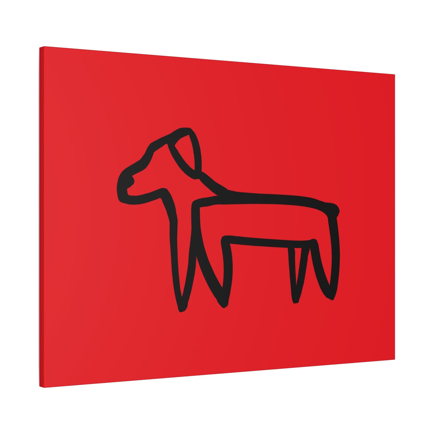 Dog Canvas Print on Red (Transparent Style Black Dog) - Dog Drawing Canvas