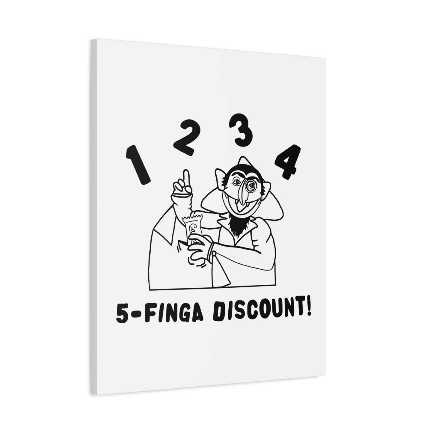Five Finger Discount Outline Canvas Print White - Sesame Street The Count Parody Art Print