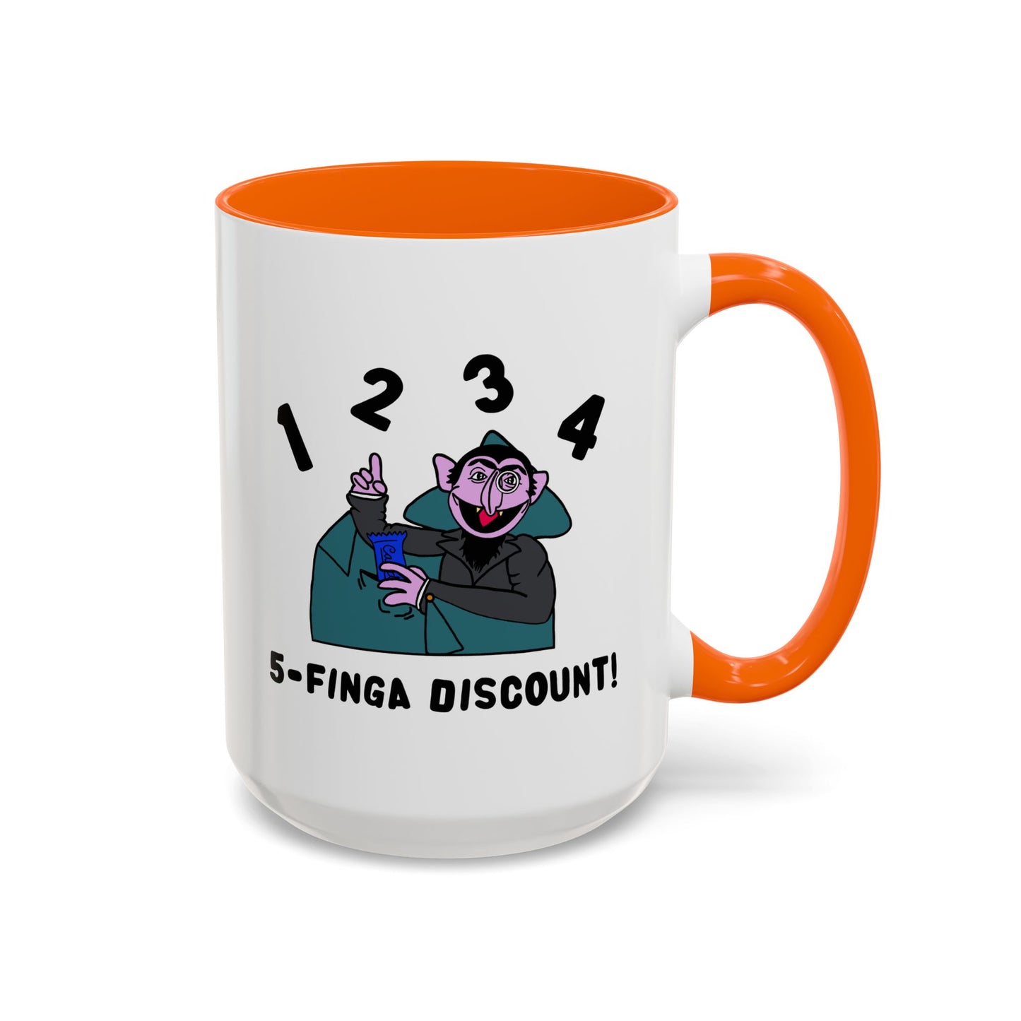 Five Finger Discount Accent Coffee Mug - Sesame Street The Count Parody Coffee Mug