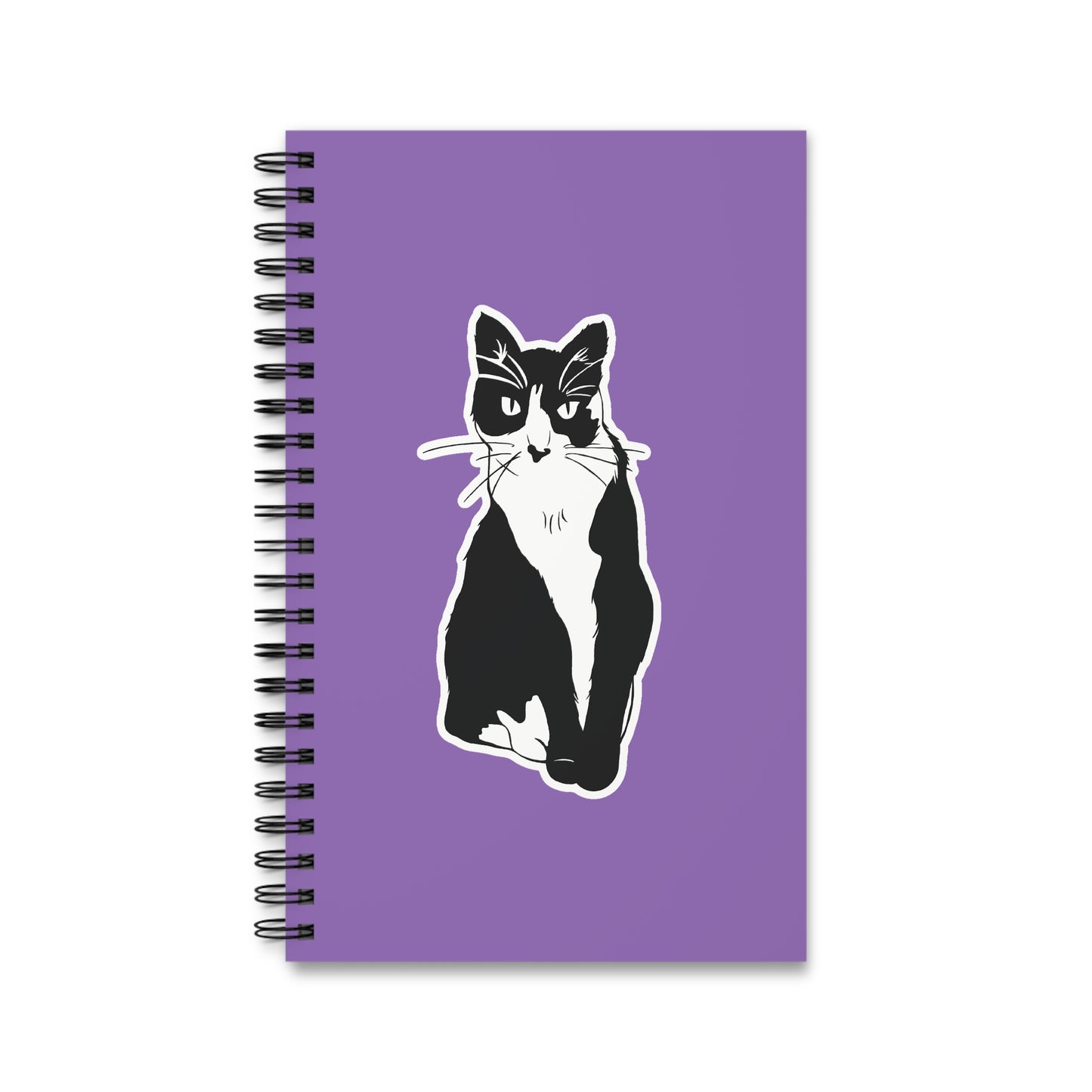 Cat Notebook in Light Purple (Sticker Style Cat) - Cat Spiral Notebook