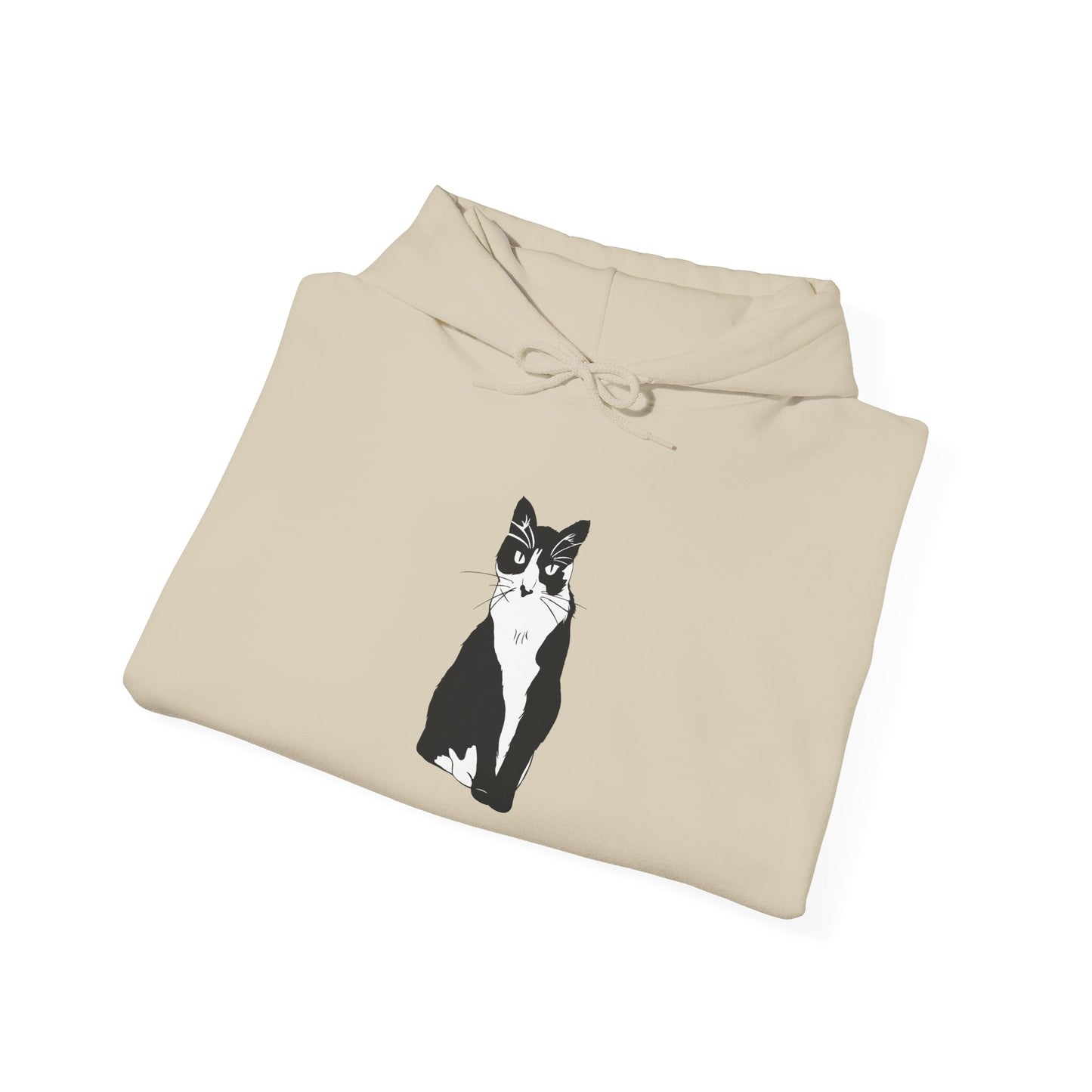 Cat Hoodie (B&W Style Cat) - Cat Hooded Sweatshirt